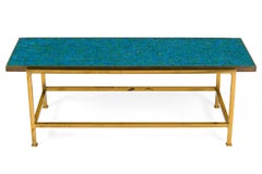 Dunbar Murano Glass Tile Top & Brass Coffee Table by Edward Wormley, USA, 1950s