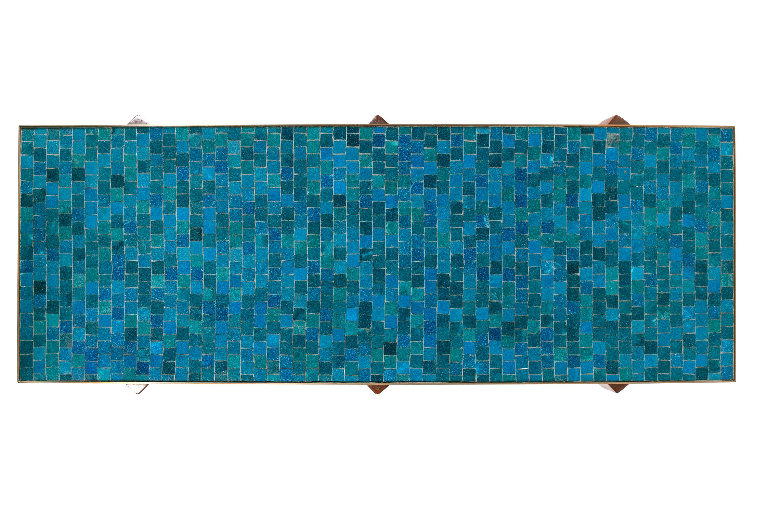 American Dunbar Murano Glass Tile Top Coffee Table by Edward Wormley, USA 1950s