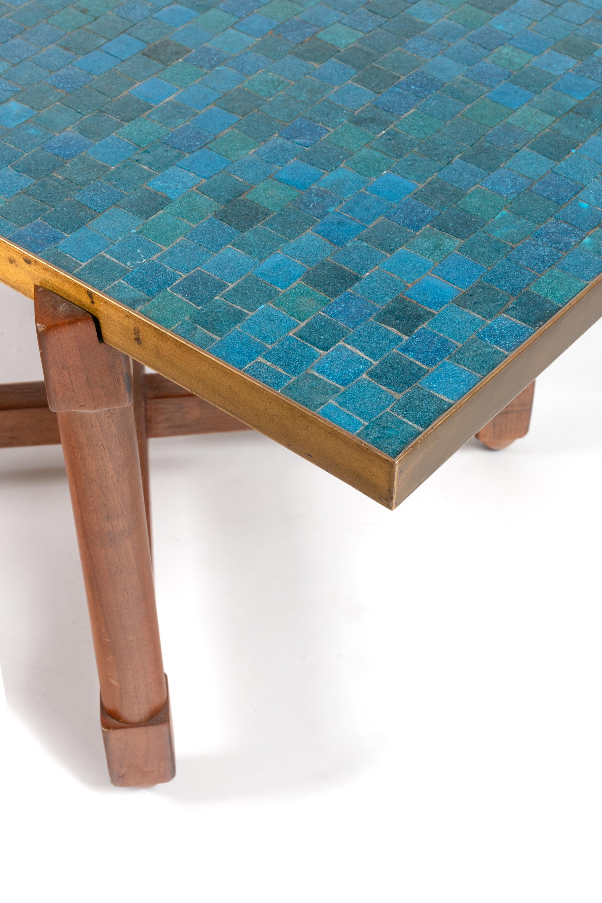 Dunbar Murano Glass Tile Top Coffee Table by Edward Wormley, USA 1950s In Excellent Condition In New York, NY