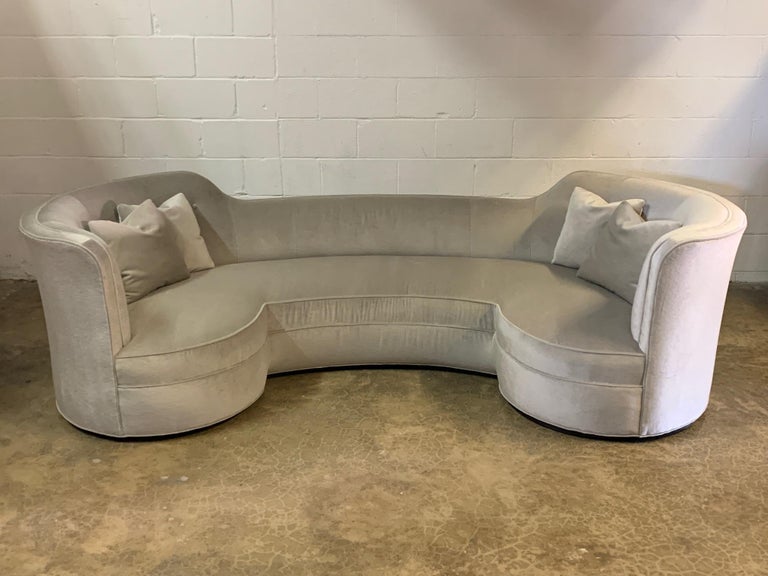 Early and rare oasis sofa model #5200 designed by Edward Wormley for Dunbar. Fully restored and upholstered in Donghia mohair.