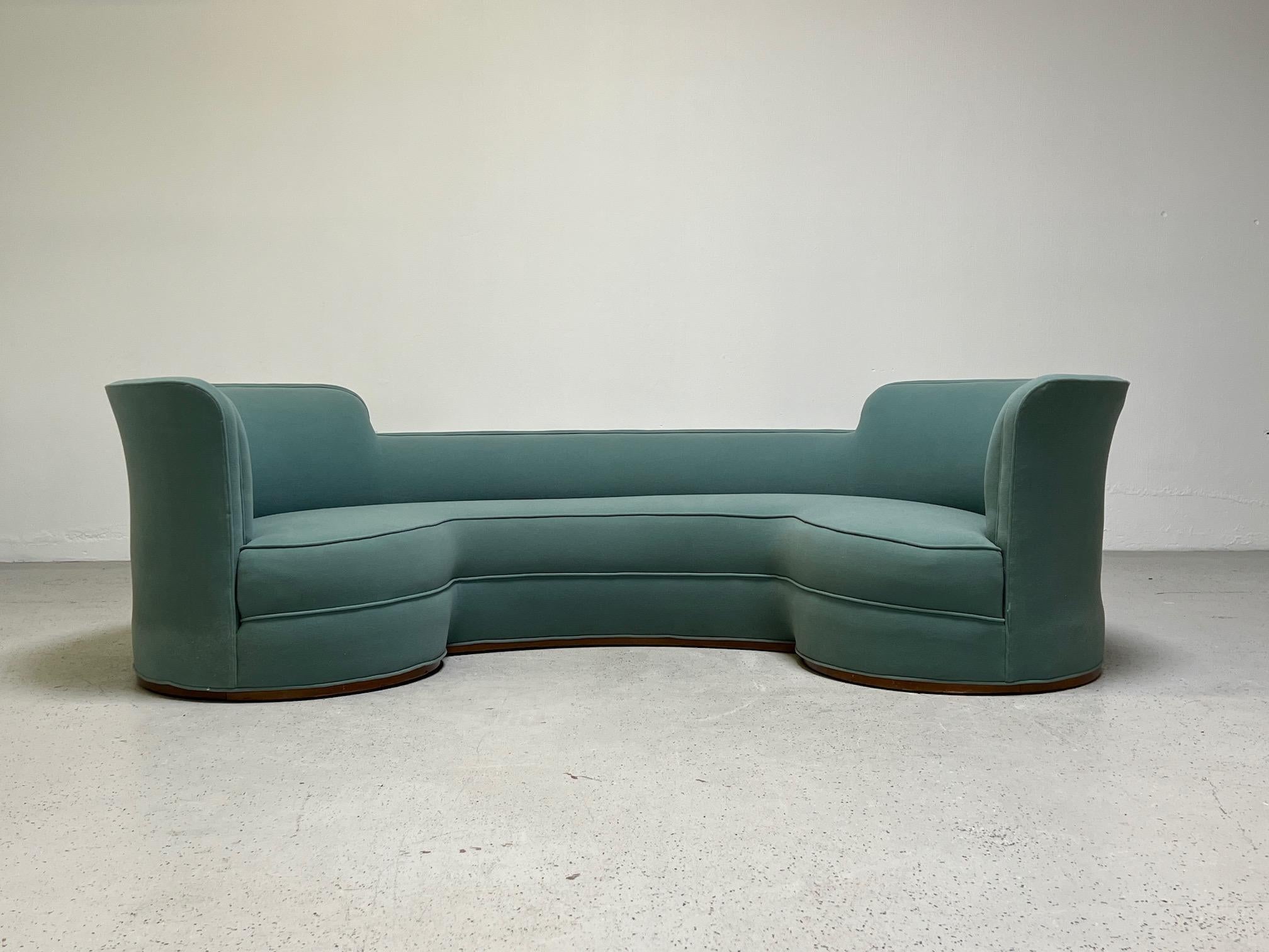  Early and rare oasis sofa model #5200 designed by Edward Wormley for Dunbar. Pair available. 