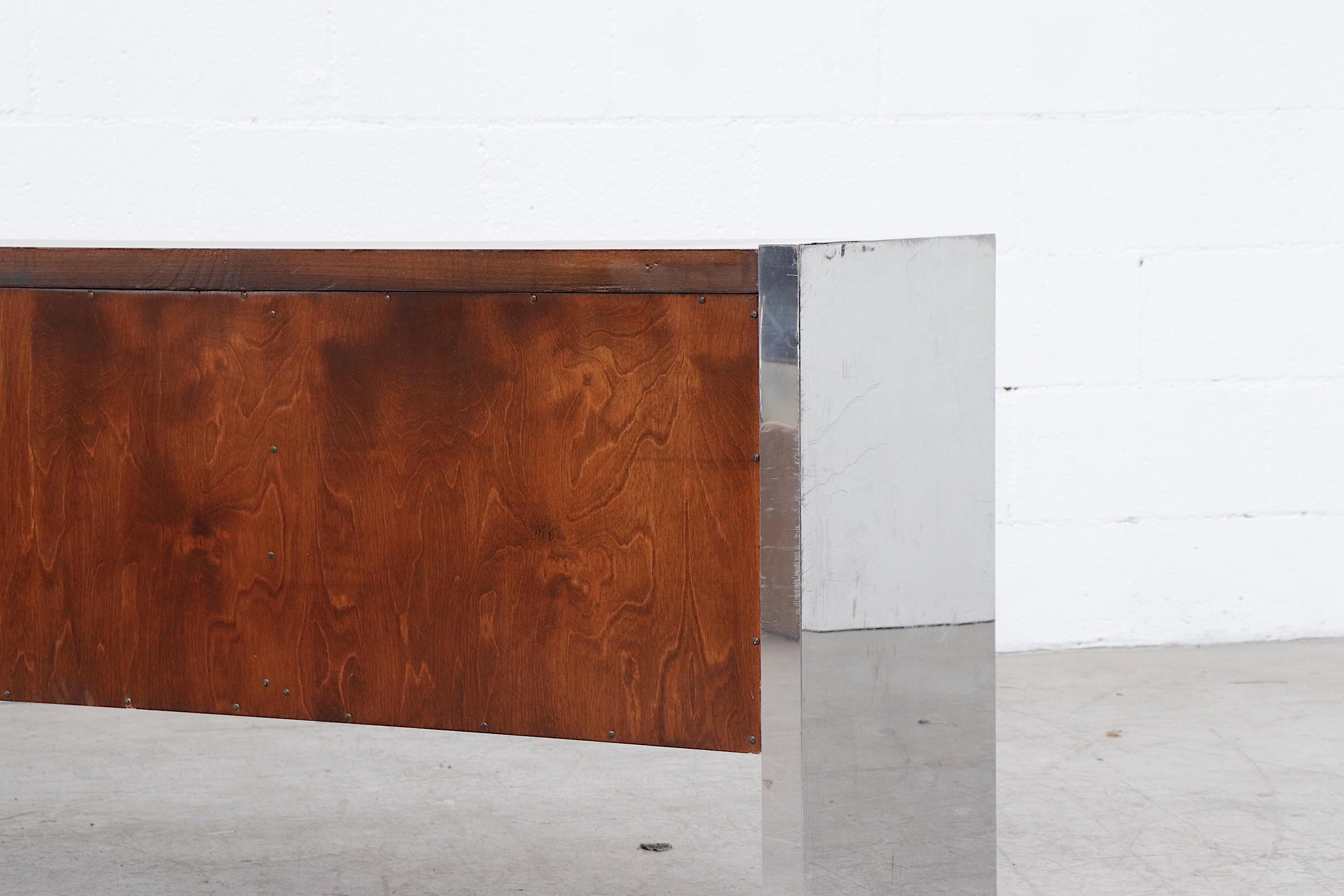 Enameled Dunbar Rosewood and Chrome Credenza by Roger Sprunger