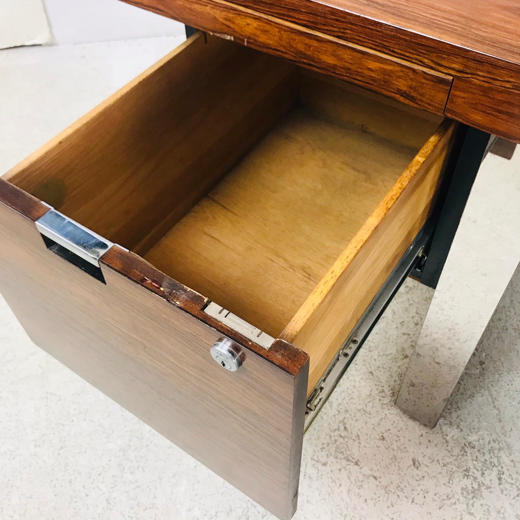 Late 20th Century Dunbar Rosewood and Chrome Executive Desk by Roger Sprunger