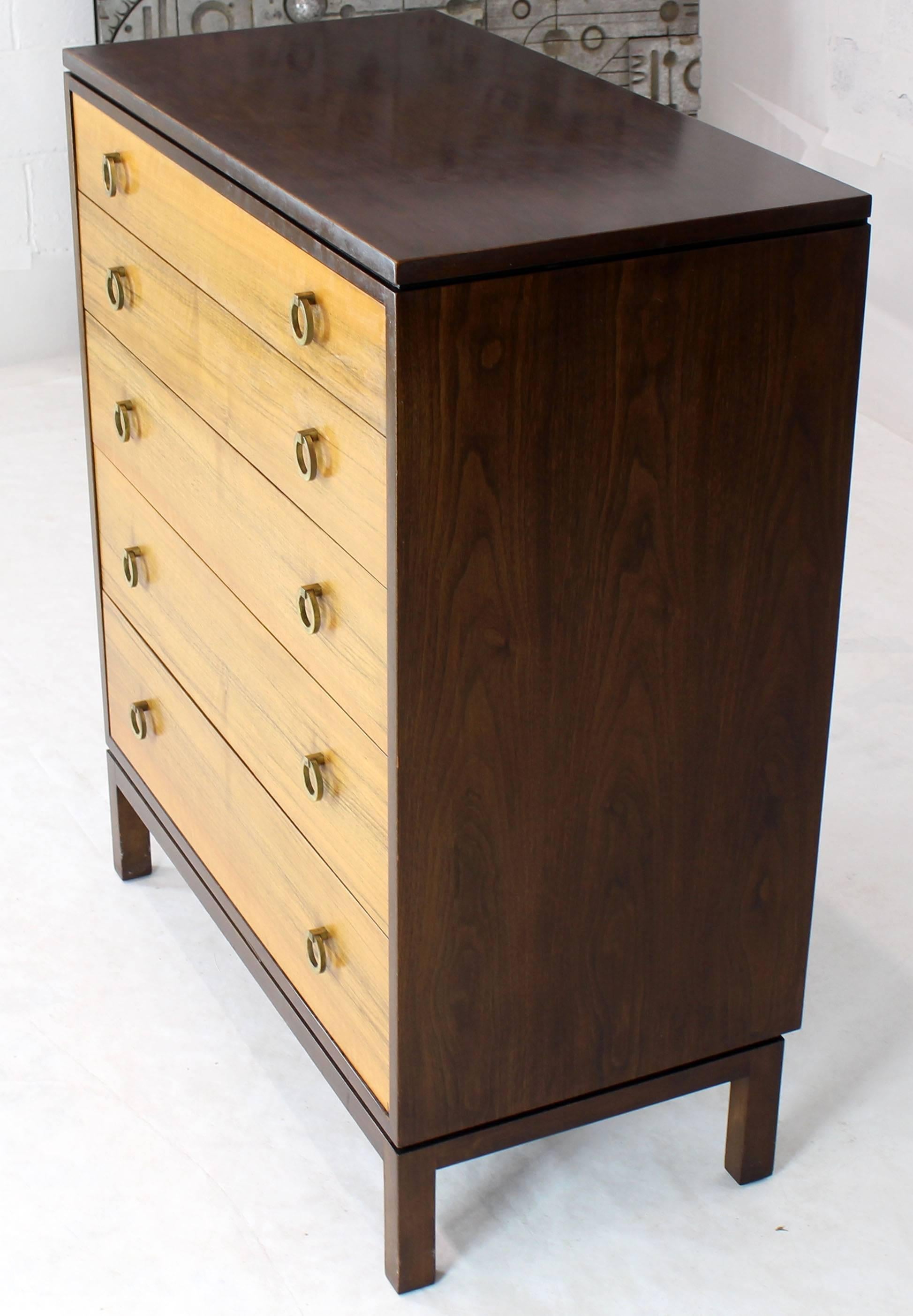 Dunbar Rosewood High Chest with Brass Ring Drop Pulls For Sale 1