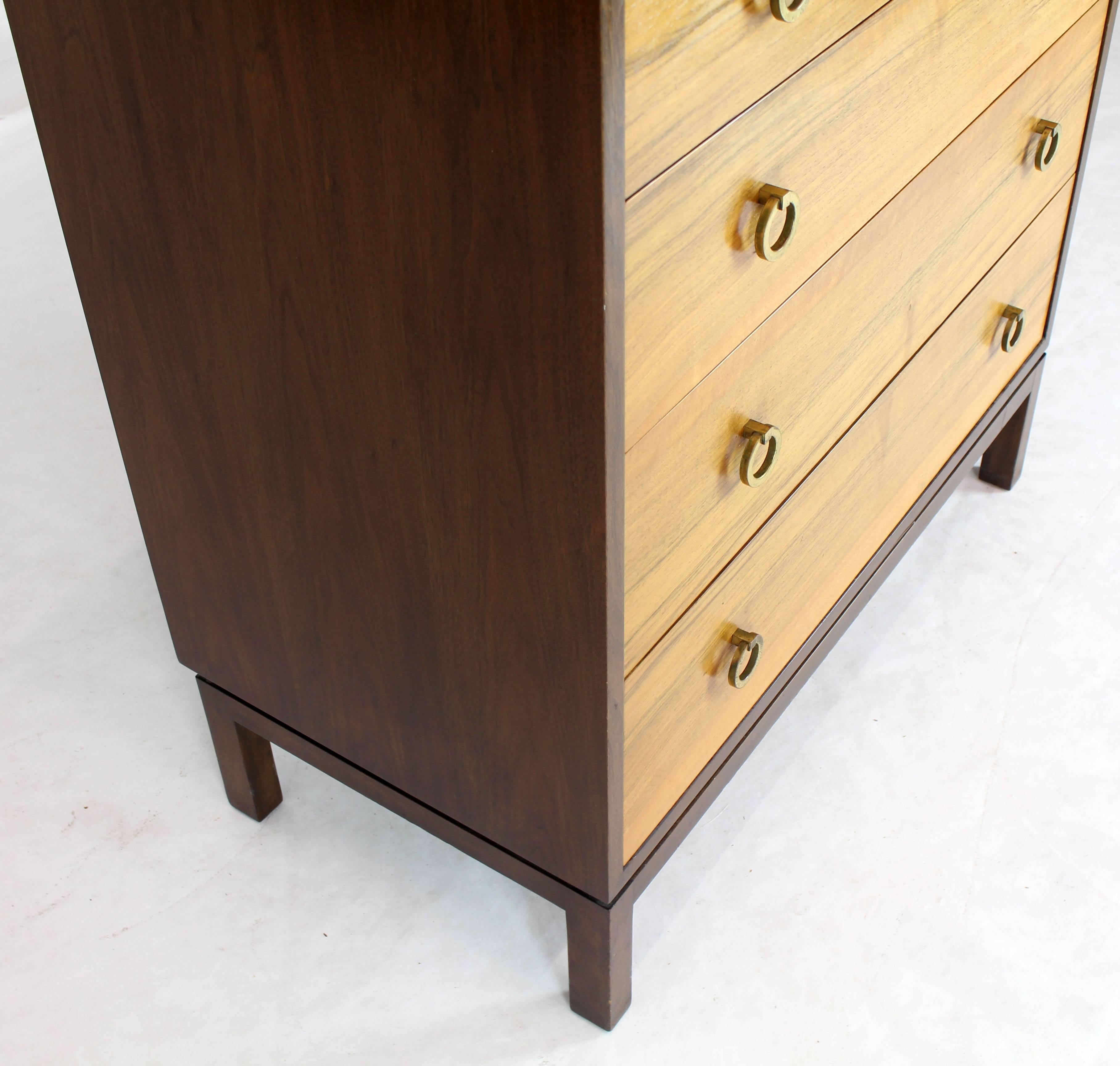 Dunbar Rosewood High Chest with Brass Ring Drop Pulls For Sale 2