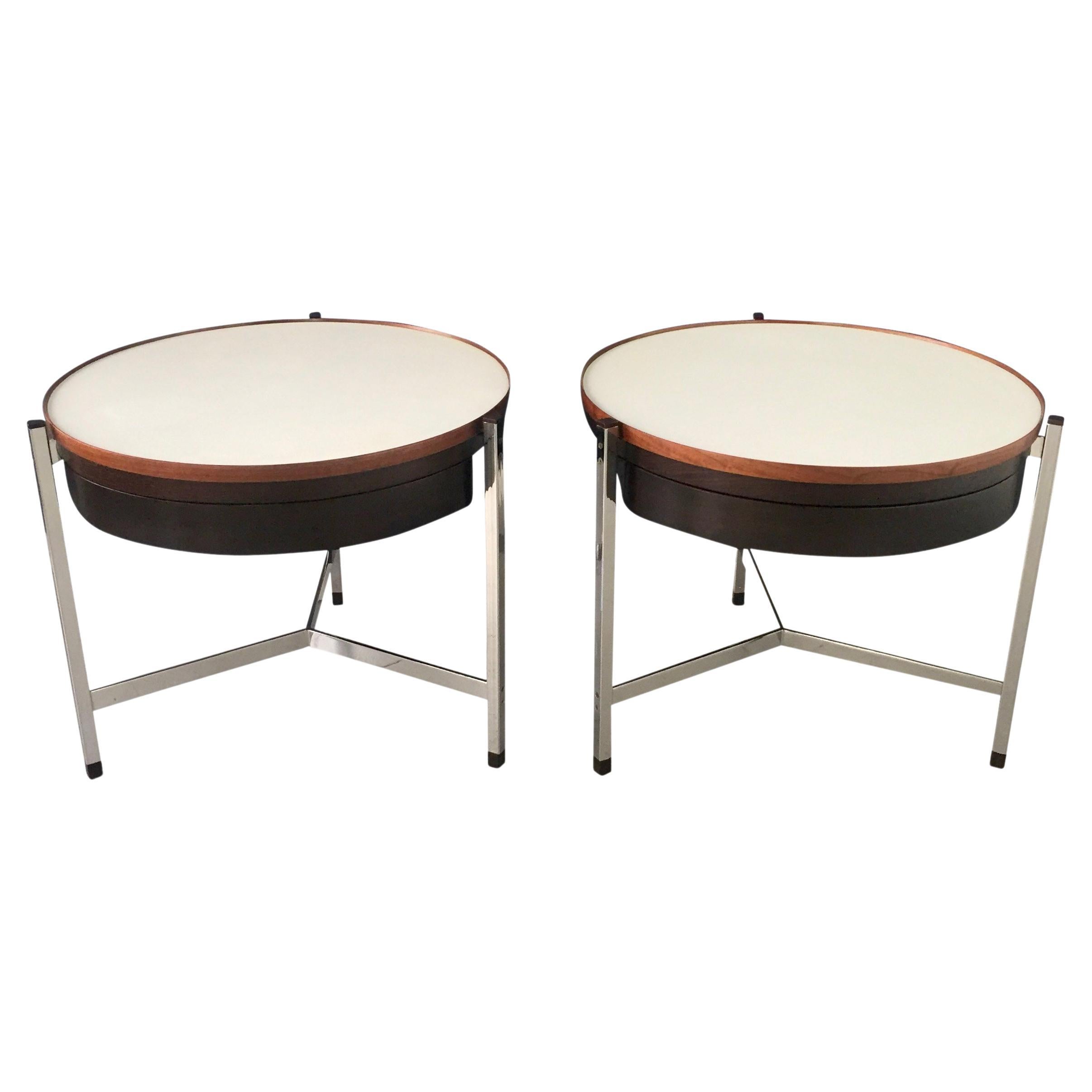 Dunbar Round Occasional Tables by Edward Wormley in Stainless Steel Mid-Century