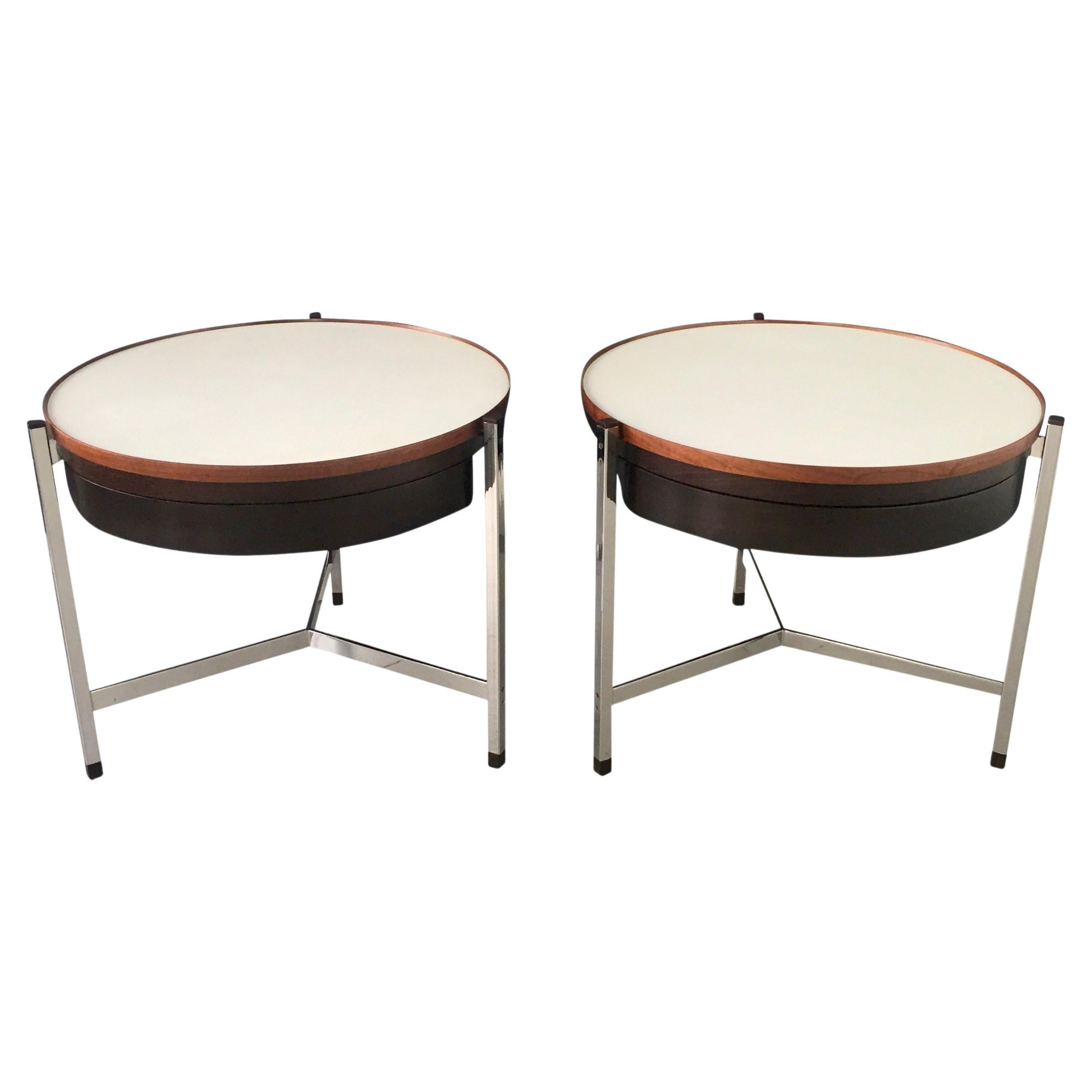 Dunbar Round Occasional Tables by Edward Wormley in Stainless Steel Midcentury