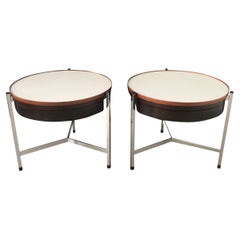 Used Dunbar Round Occasional Tables by Edward Wormley in Stainless Steel Midcentury