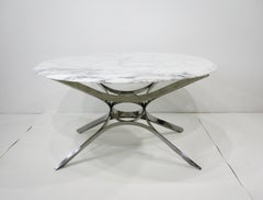 Dunbar Sculptural Coffee Table in Carrera Marble / Chrome by Roger Sprunger