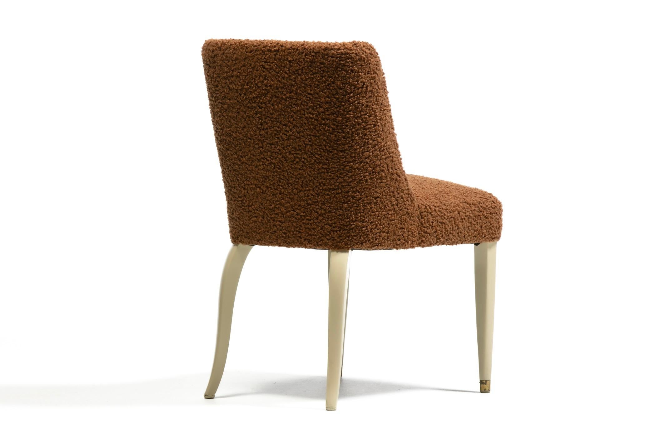 Dunbar Set of 10 Dining Chairs with Bleached Mahogany Frames & Cocoa Bouclé For Sale 5