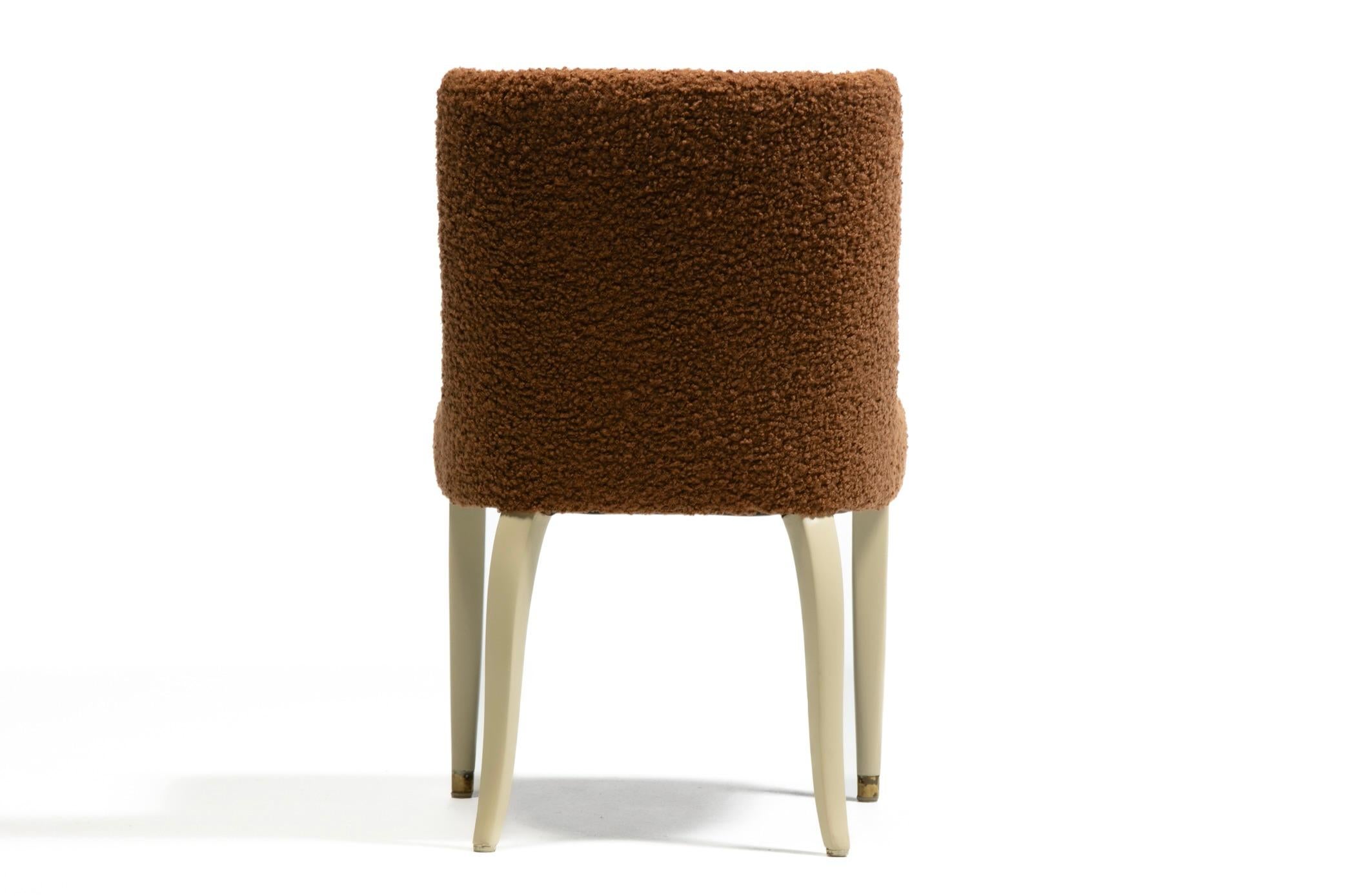 Dunbar Set of 10 Dining Chairs with Bleached Mahogany Frames & Cocoa Bouclé For Sale 6