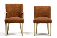 Dunbar Set of 10 Dining Chairs with White Painted Mahogany Frames & Cocoa Bouclé