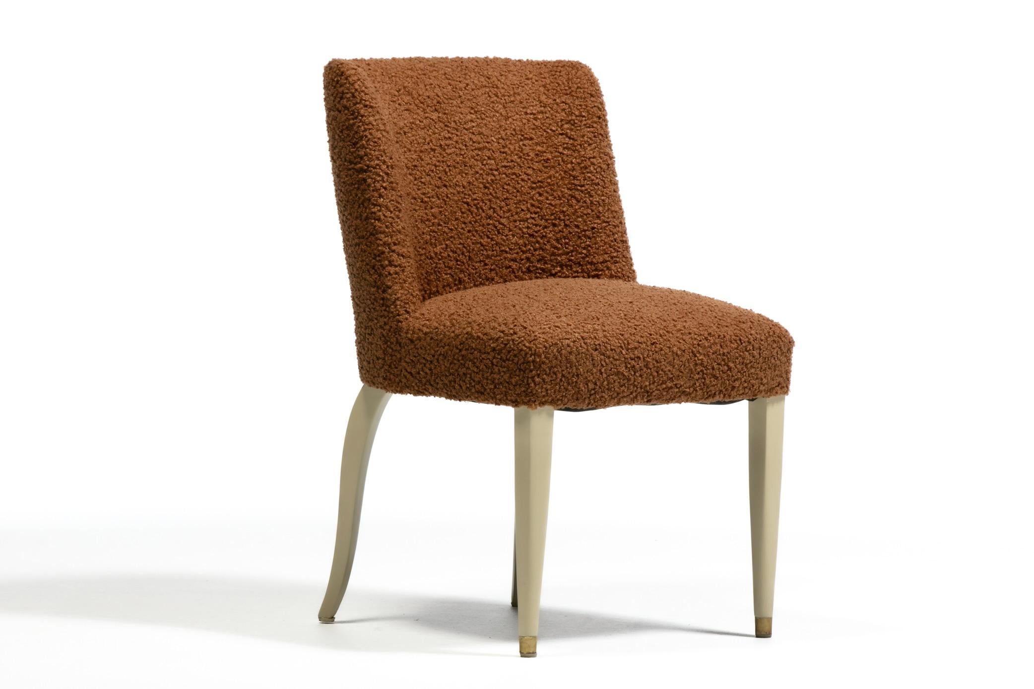 Dunbar Set of 10 Dining Chairs with Bleached Mahogany Frames & Cocoa Bouclé For Sale 3