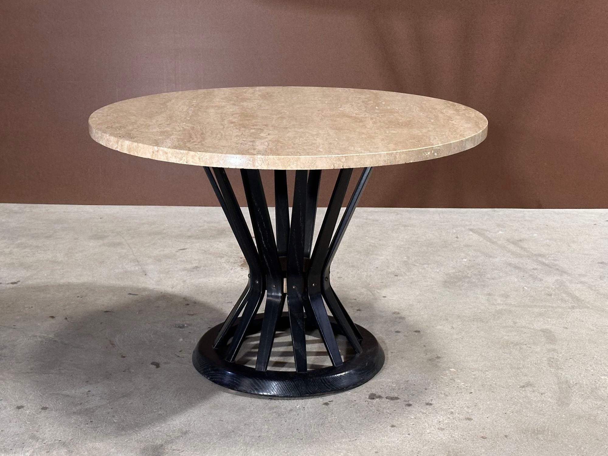 American Dunbar Sheaf of Wheat side/end Table w/travertine top by Edward Wormley, 1950 For Sale