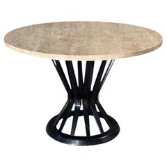 Dunbar Sheaf of Wheat side/end Table w/travertine top by Edward Wormley, 1950