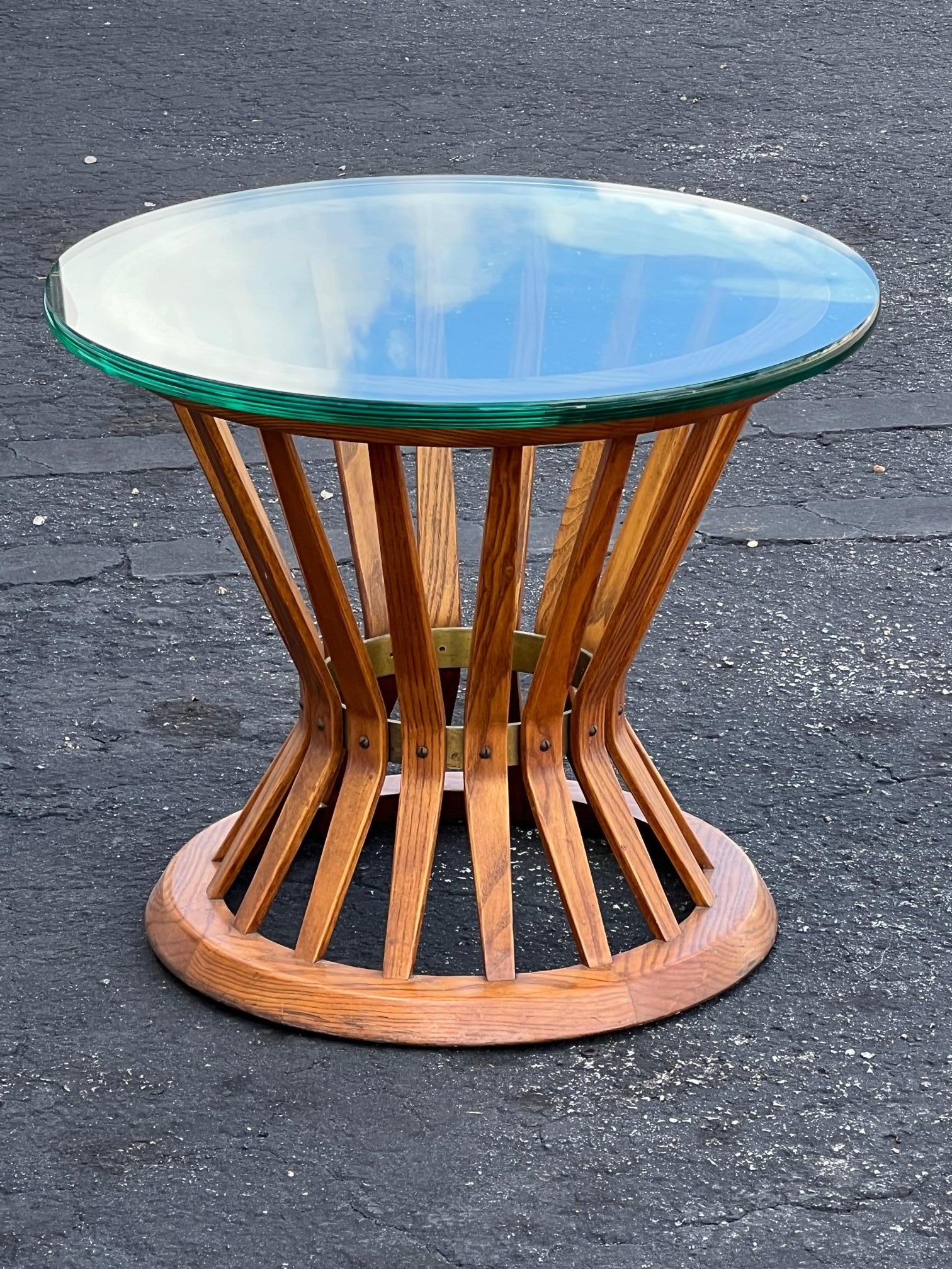 American Dunbar Sheaf Of Wheat Table With Glass Top For Sale