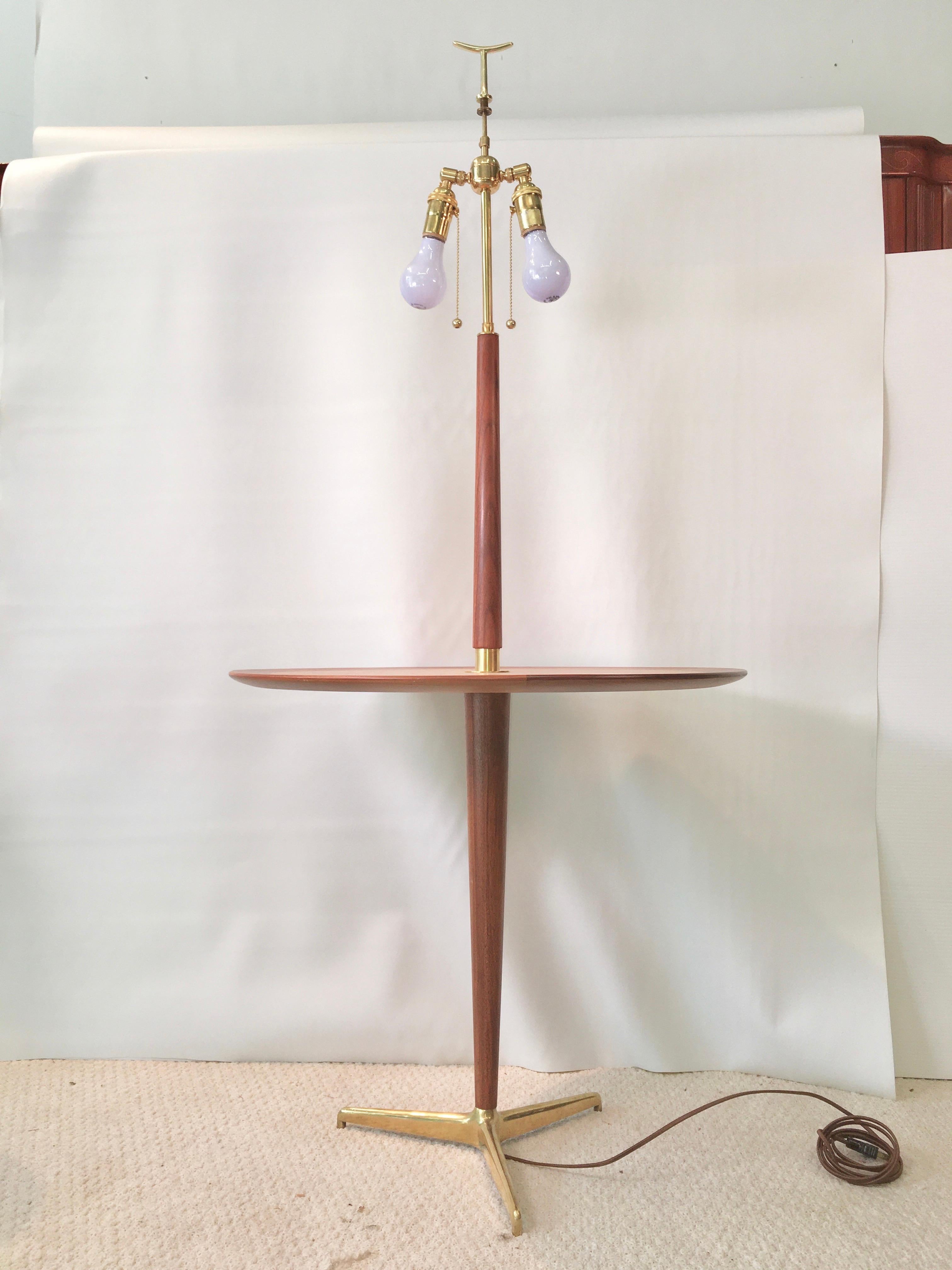 Mid-Century Modern Dunbar Snack Table Floor Lamp, Model 4856, Designed by Edward Wormley For Sale