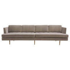 Dunbar Sofa, Brass Legs by Edward Wiormley Real Mohair Fabric, Excellent