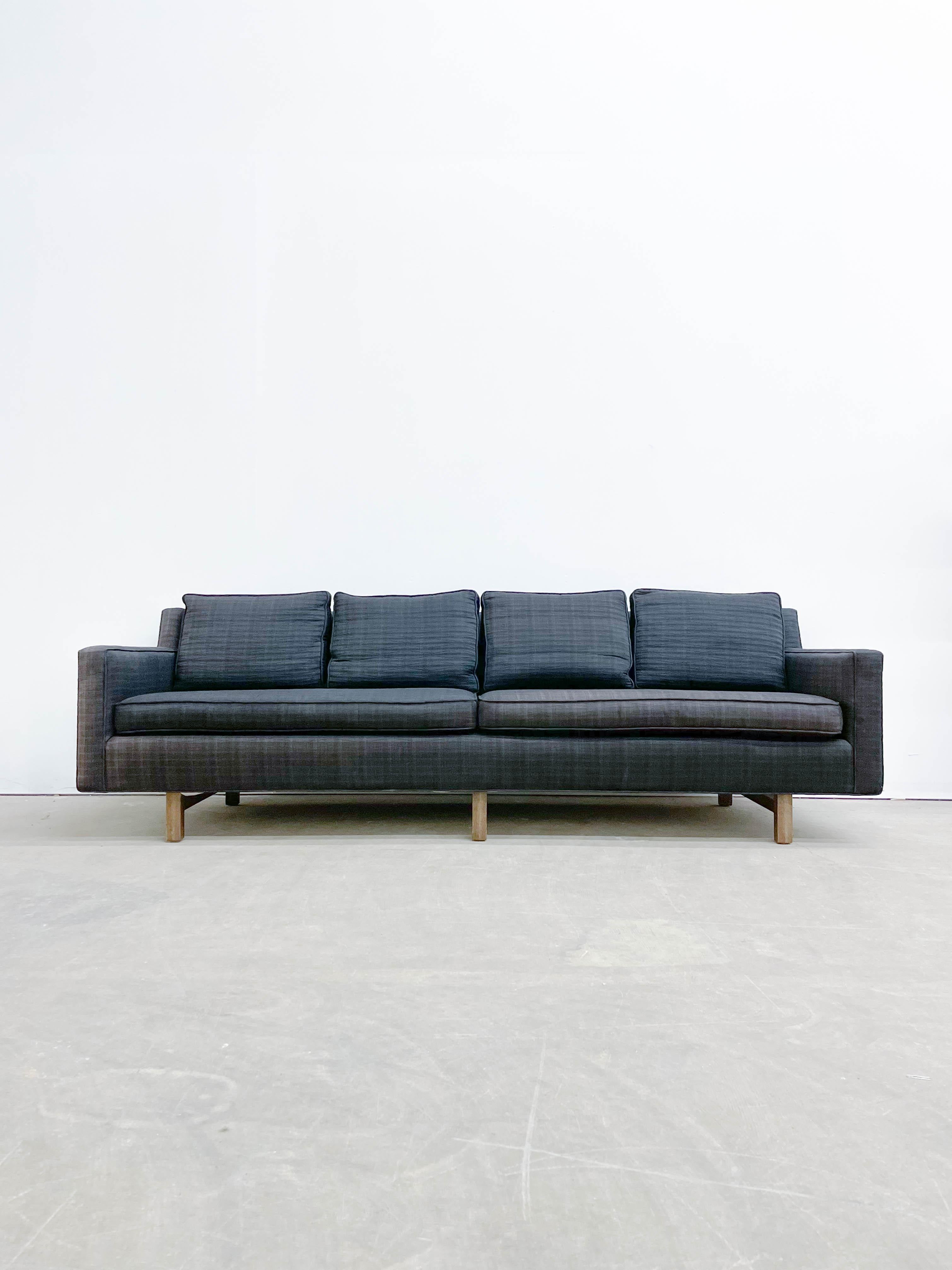 This sleek and classy sofa combines great modern looks with legendary Dunbar comfort. At 92” long it seats four people easily and looks great. The sofa is very sturdy and will likely continue to be a durable, stable, and attractive seating option