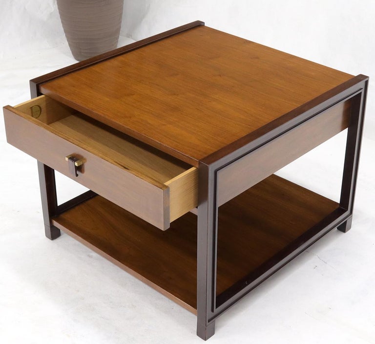 Mid-Century Modern American walnut one drawer side table nighstand by Dunbar.