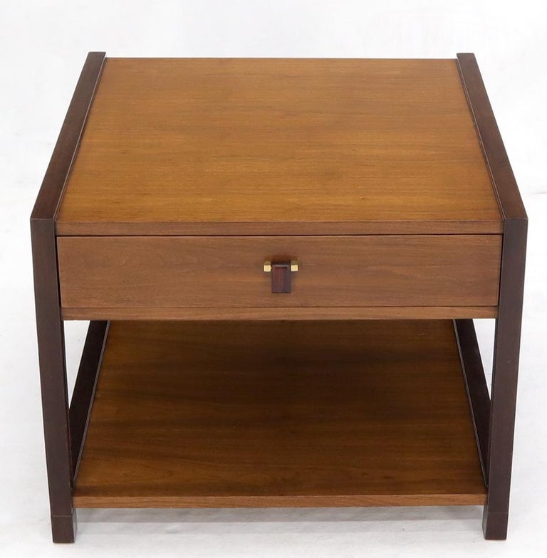 Lacquered Dunbar Square Two Tier End Side Table Mid-Century Modern American Walnut For Sale
