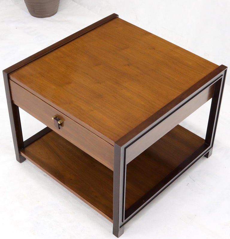20th Century Dunbar Square Two Tier End Side Table Mid-Century Modern American Walnut For Sale