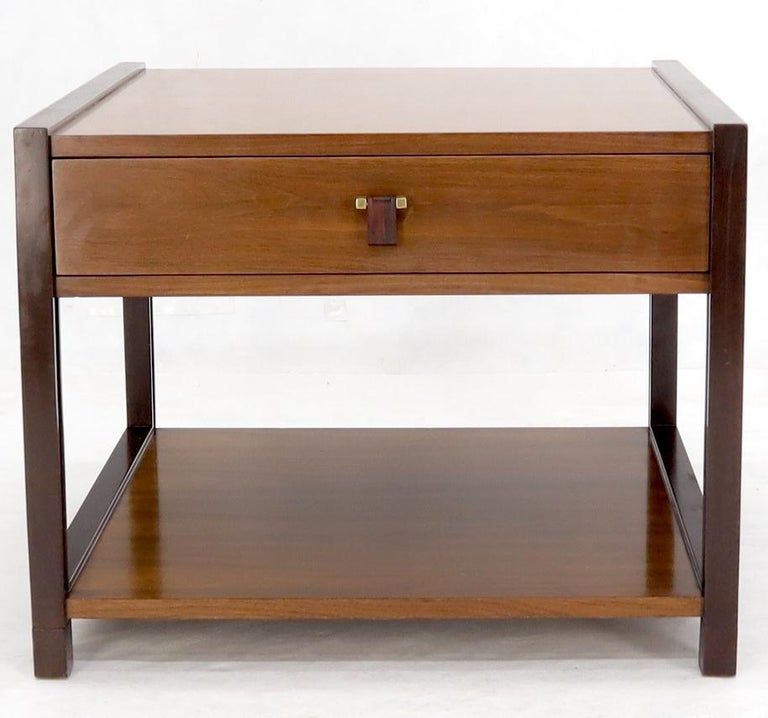 Dunbar Square Two Tier End Side Table Mid-Century Modern American Walnut For Sale 1