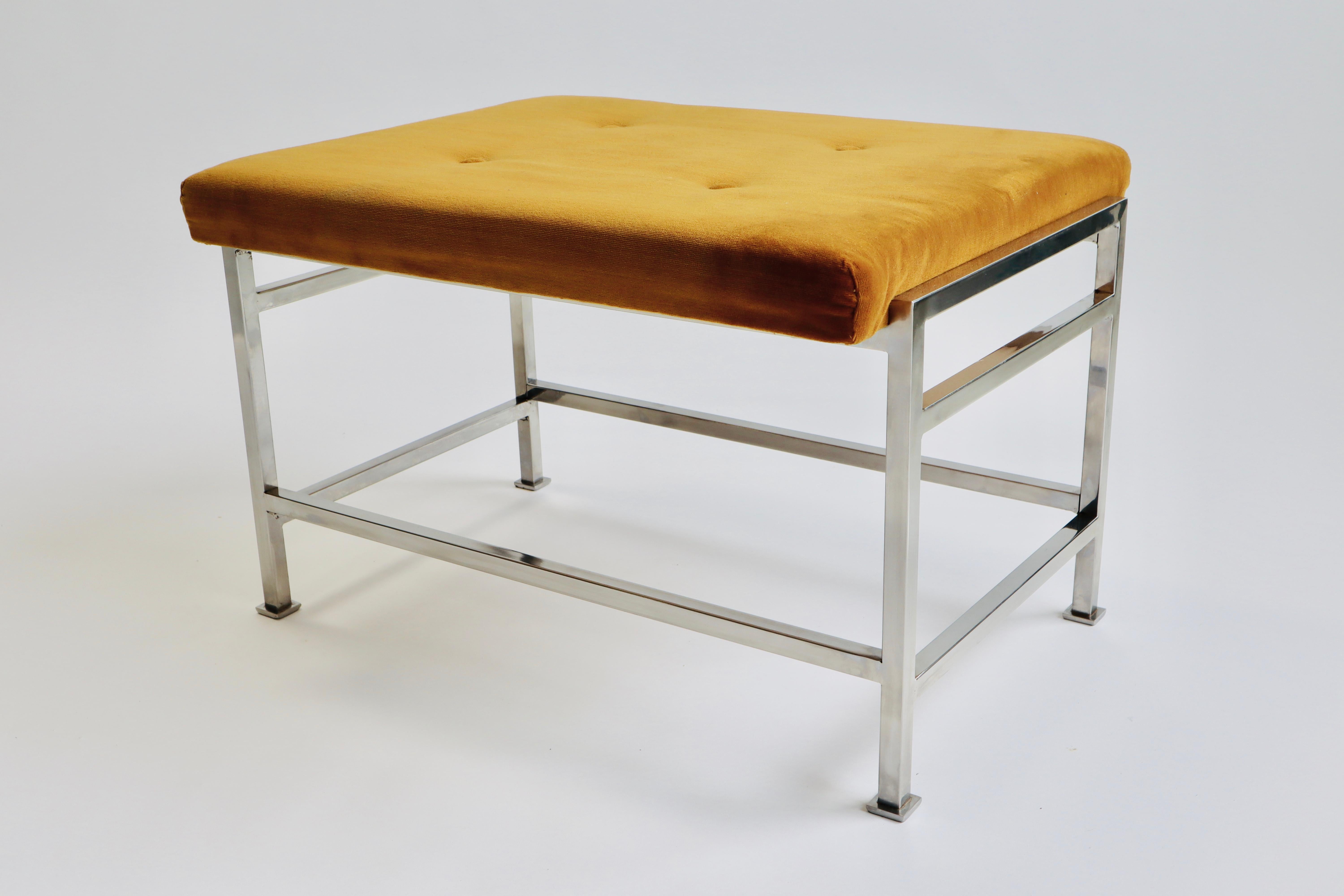 Mid-Century Modern Dunbar Stainless Steel Stool by Edward Wormley