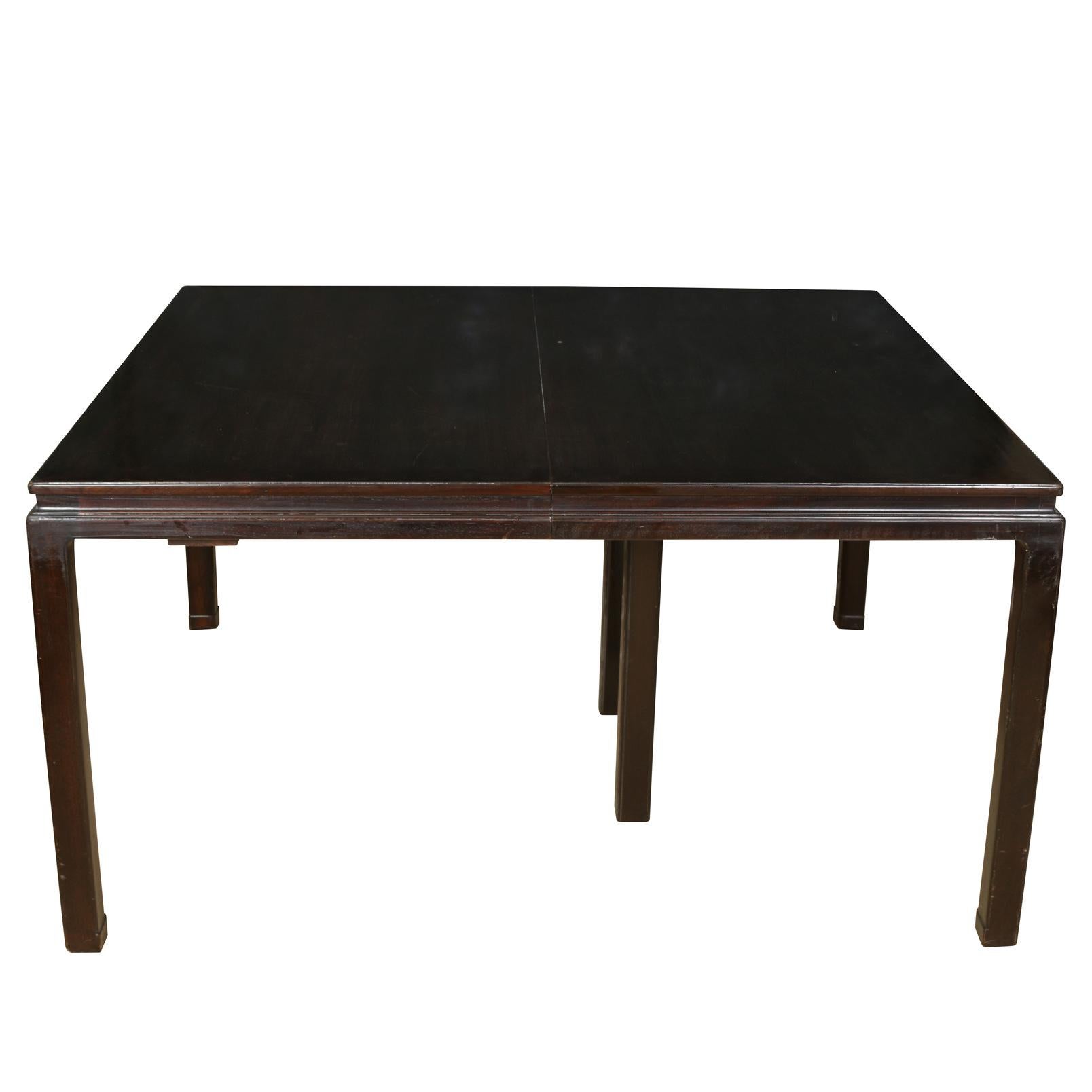 Mid-Century Modern Dunbar Style Lacquered Dining Table with Two Leaves For Sale