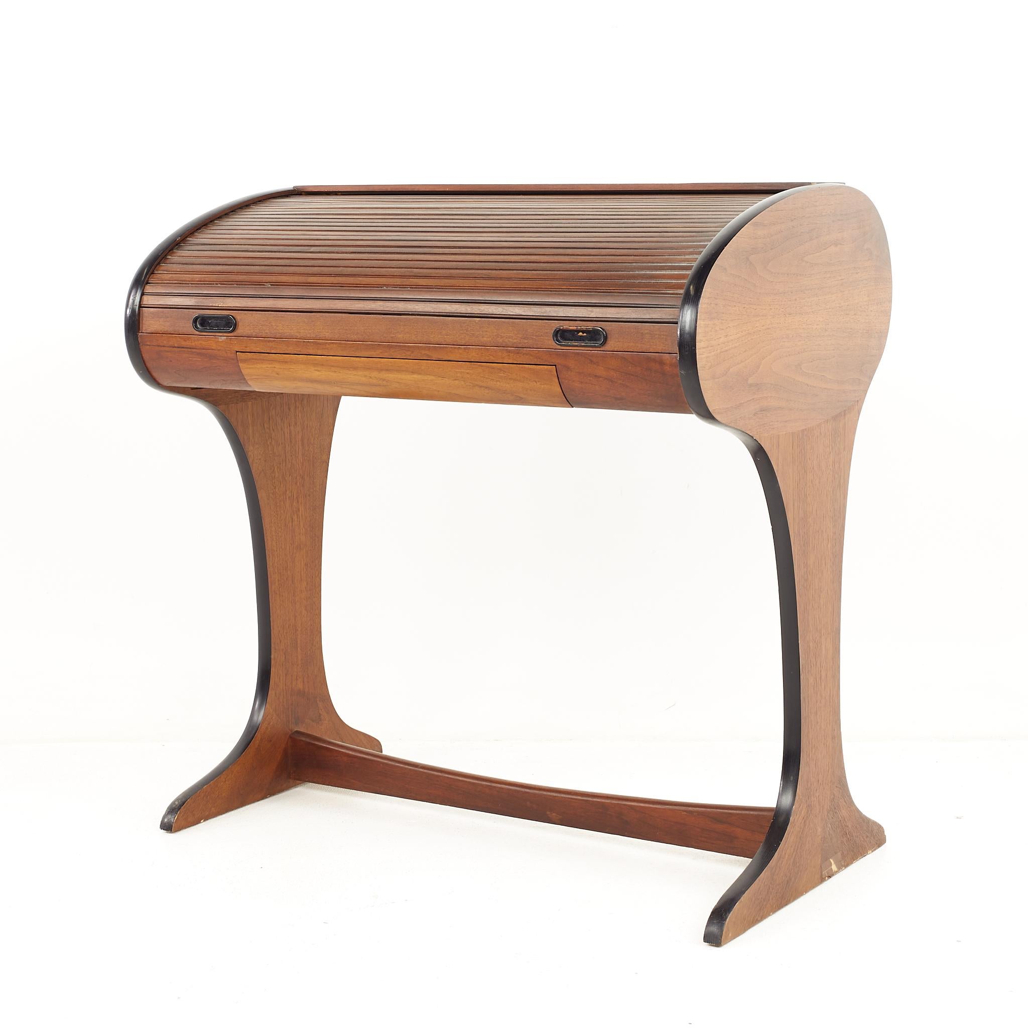 Mid-Century Modern Dunbar Style Mid-Century Walnut Rolltop Desk