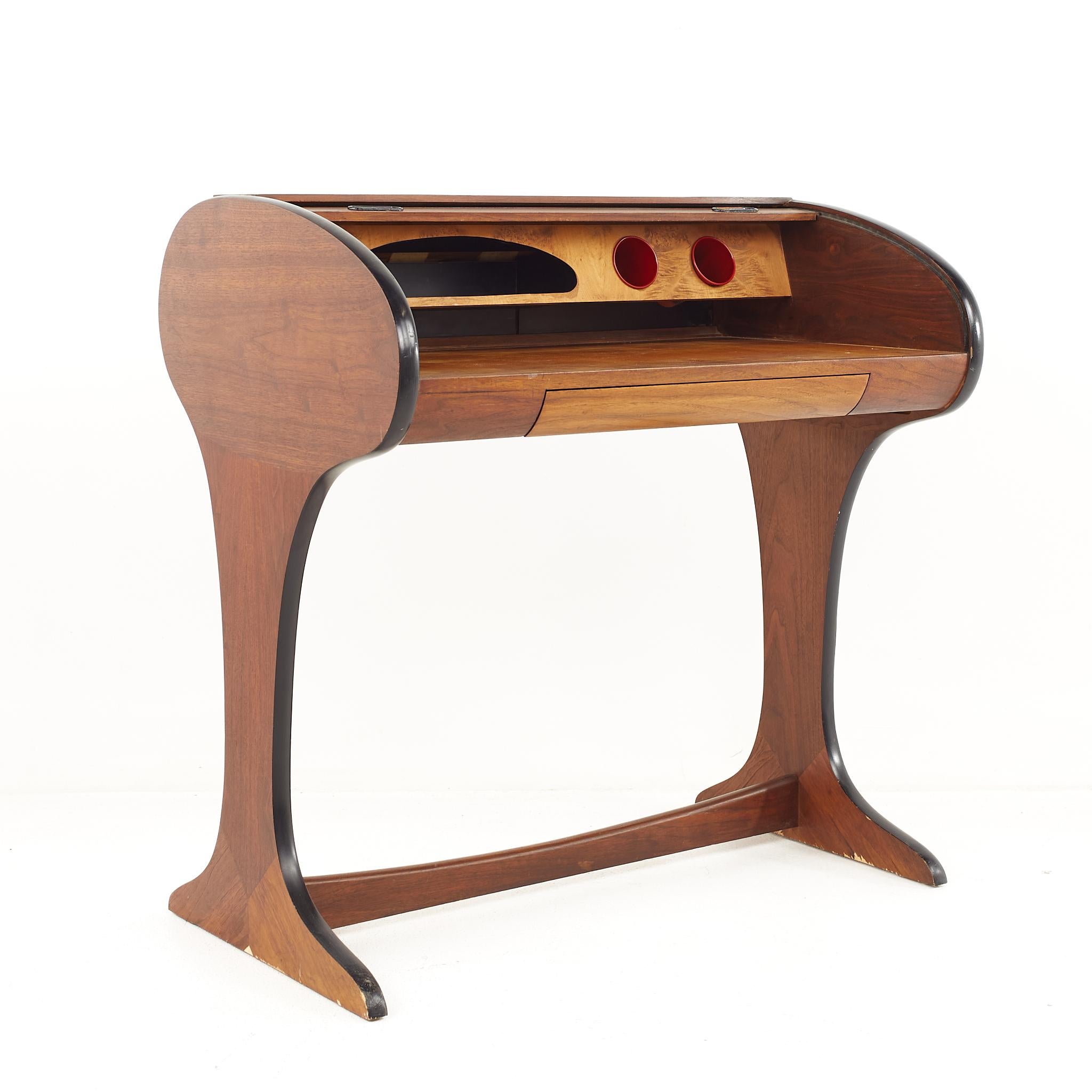 American Dunbar Style Mid-Century Walnut Rolltop Desk