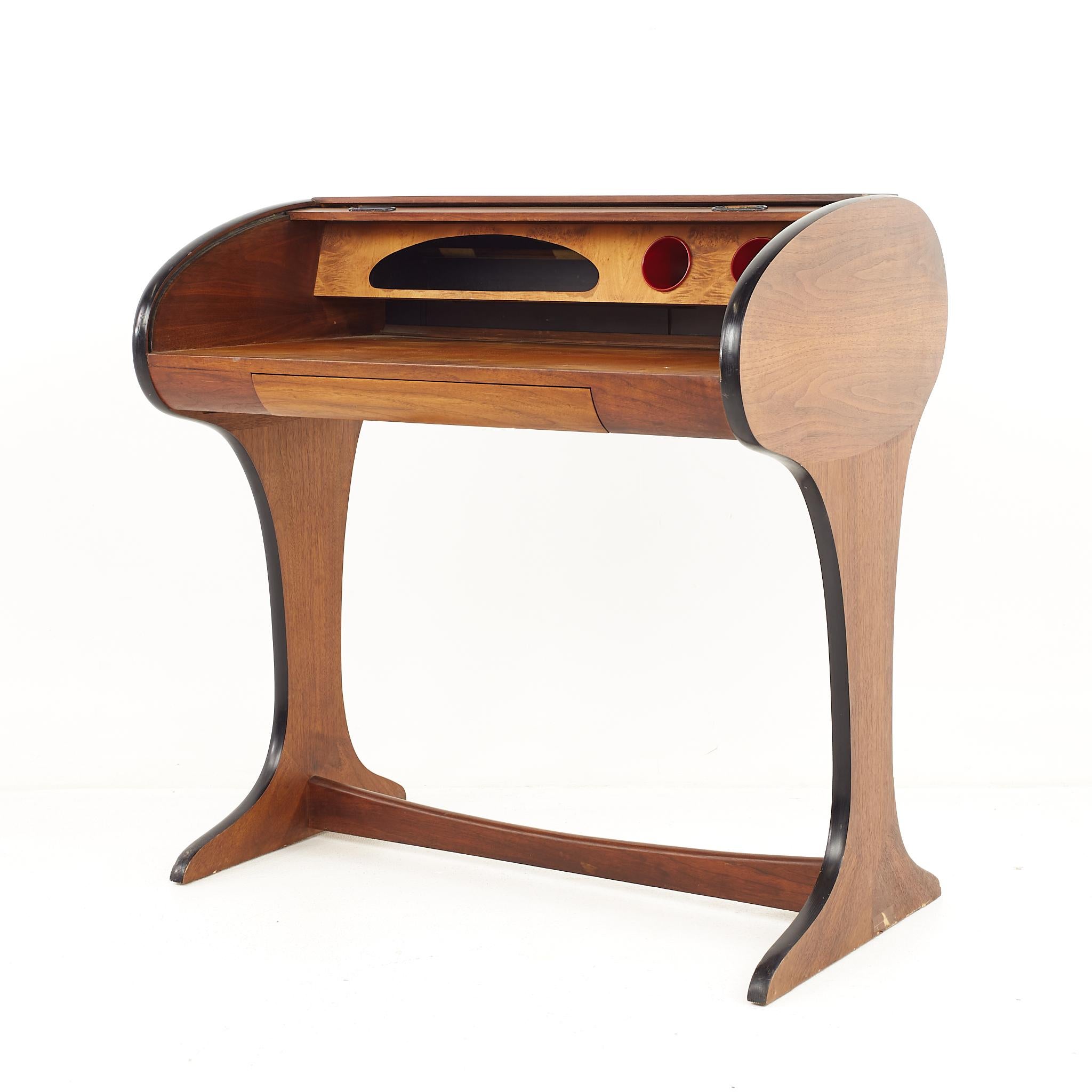 Late 20th Century Dunbar Style Mid-Century Walnut Rolltop Desk