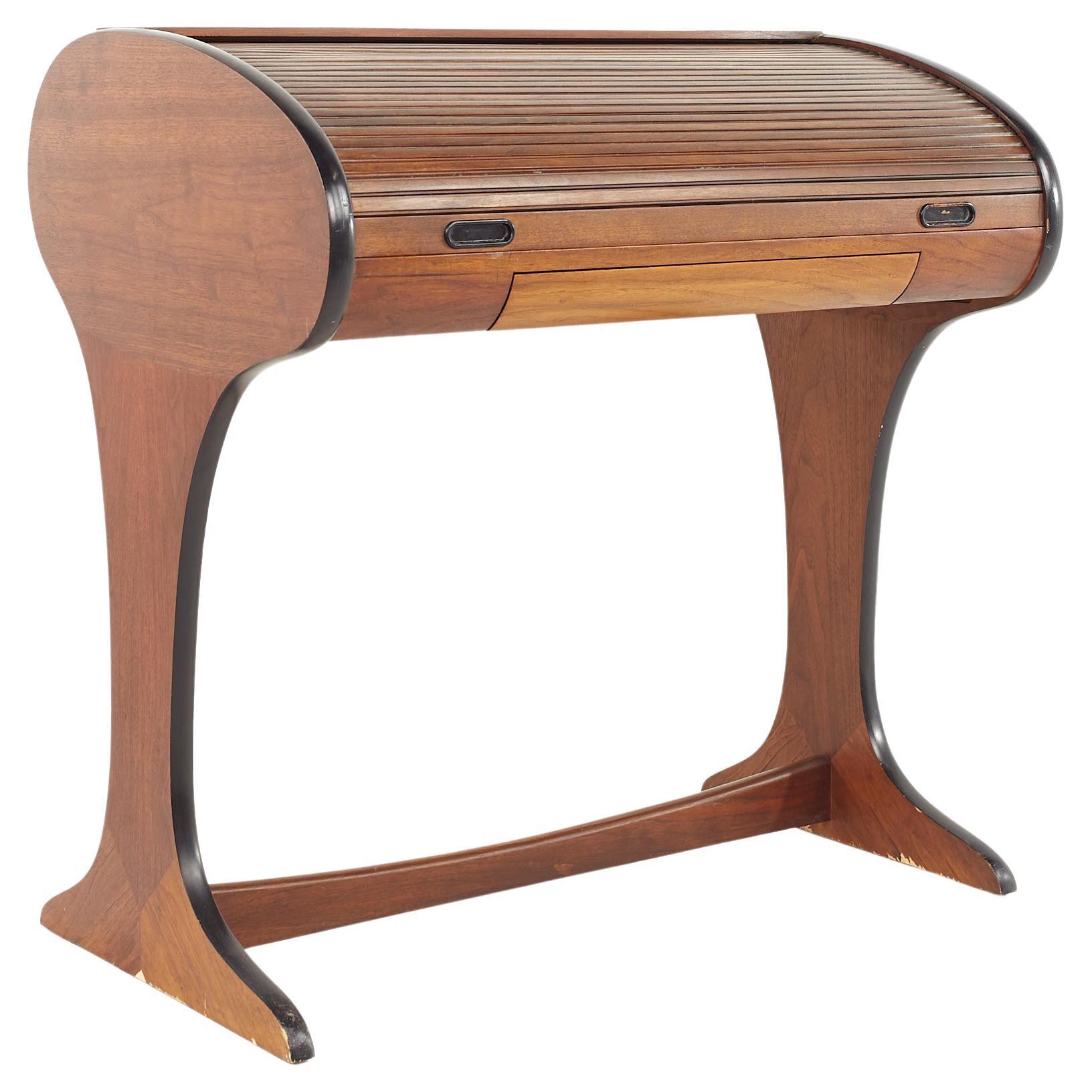 Dunbar Style Mid-Century Walnut Rolltop Desk