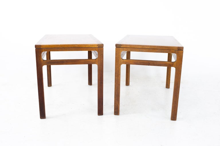 Dunbar Style Mid Century Walnut Side End Tables, a Pair 4