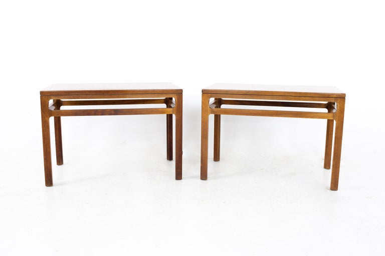 Mid-Century Modern Dunbar Style Mid Century Walnut Side End Tables, a Pair