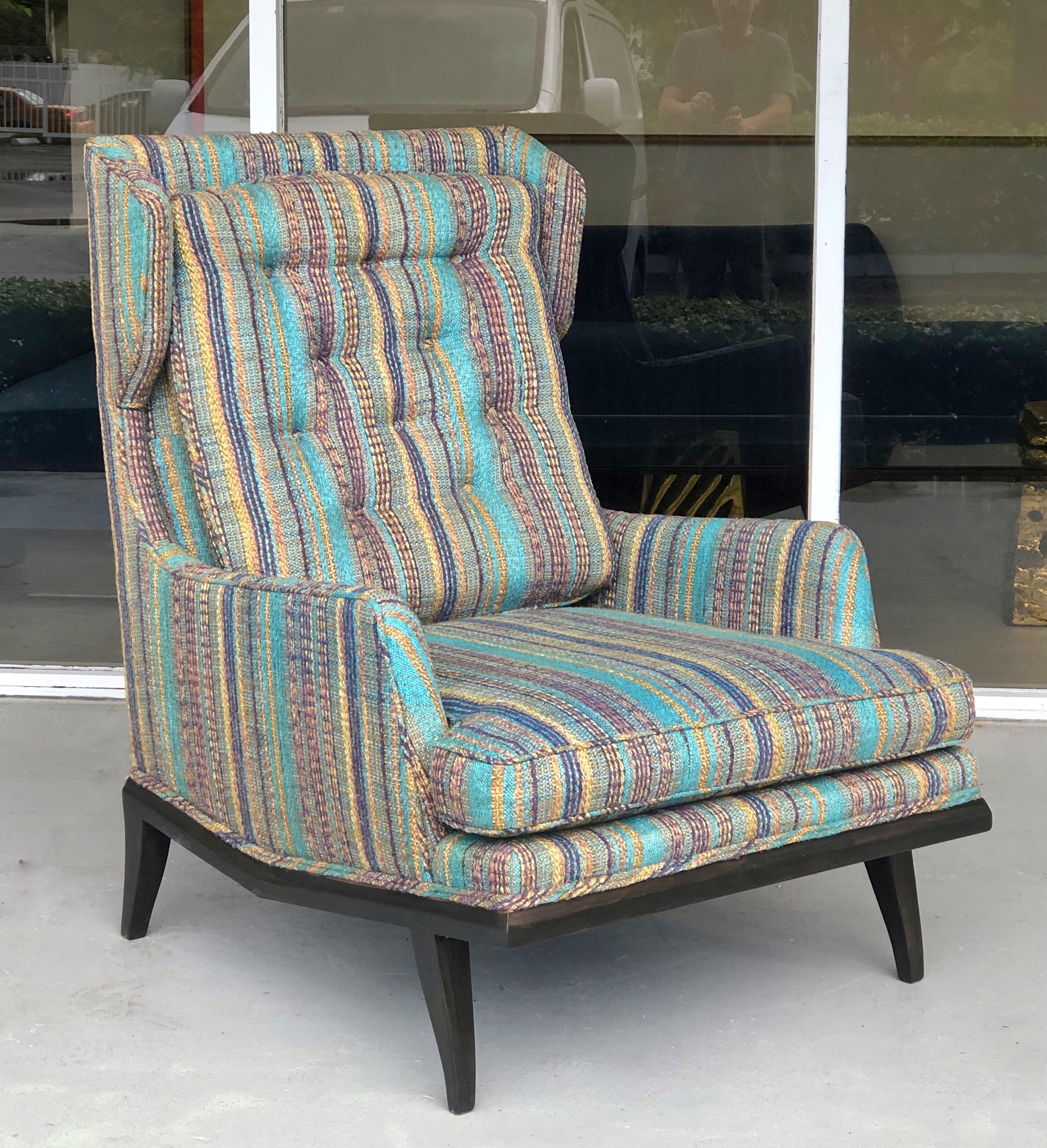 Upholstery Dunbar Style Modern Wing Lounge Chair, 1950s