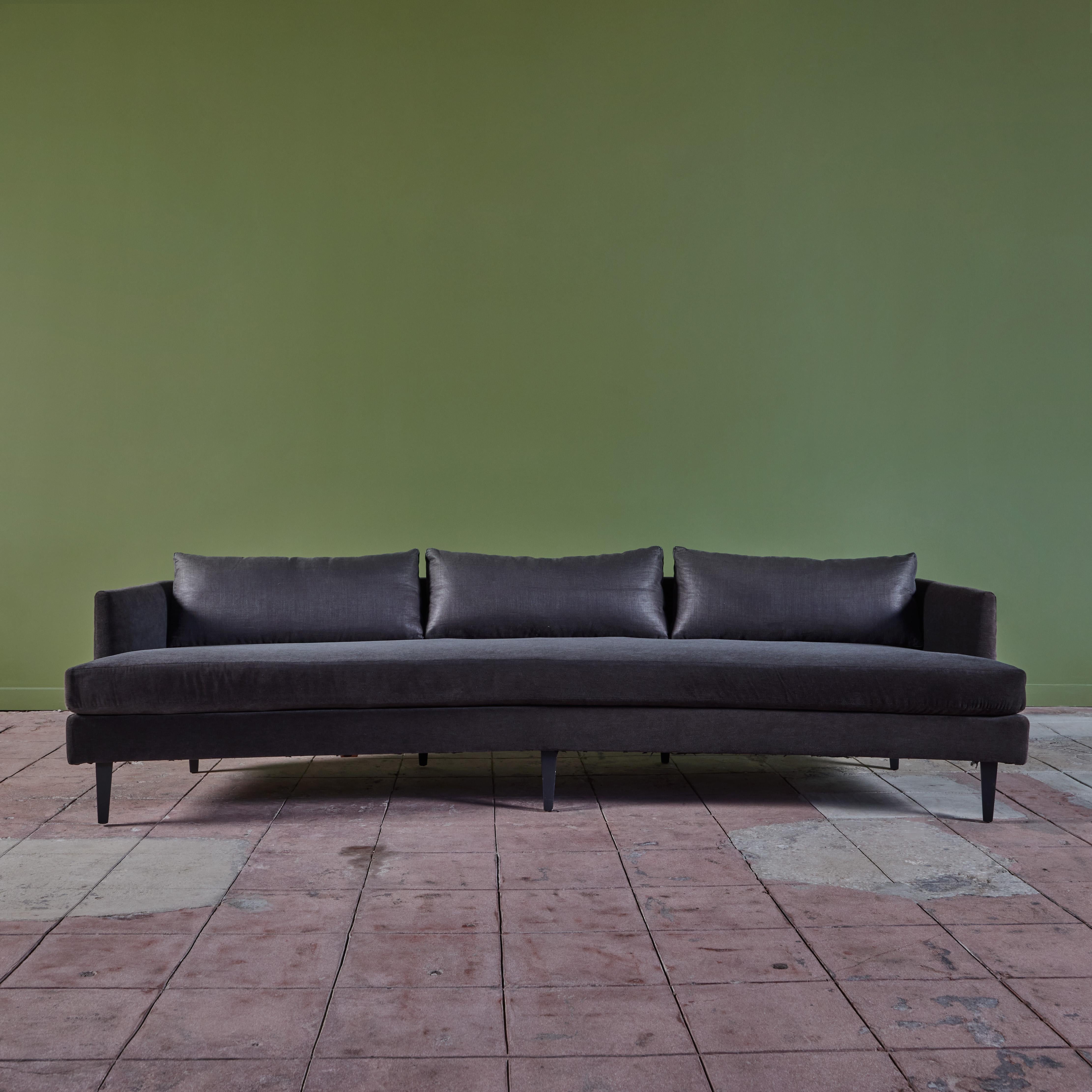 Mid-Century Modern Dunbar Style Mohair Curved Sofa For Sale
