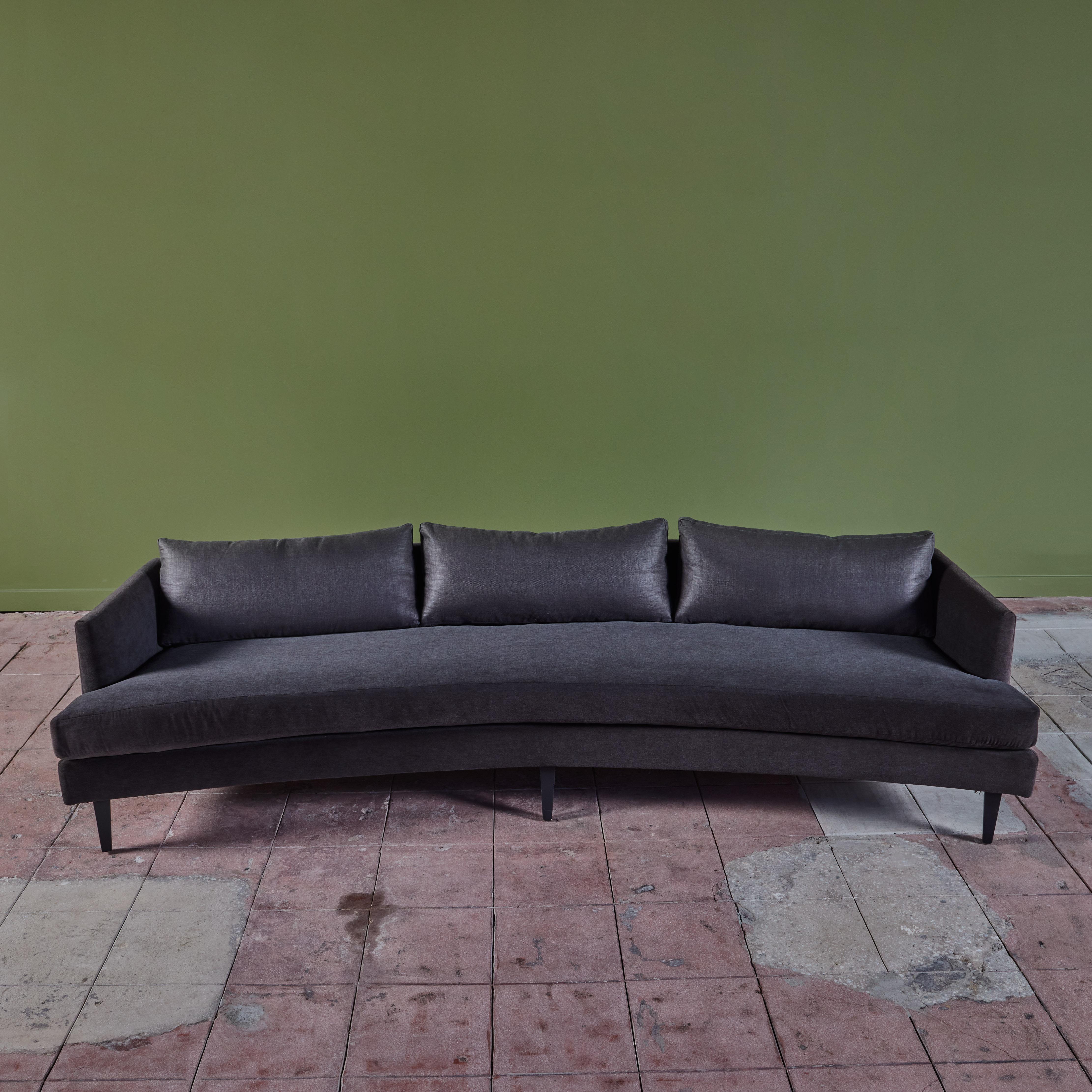 American Dunbar Style Mohair Curved Sofa For Sale