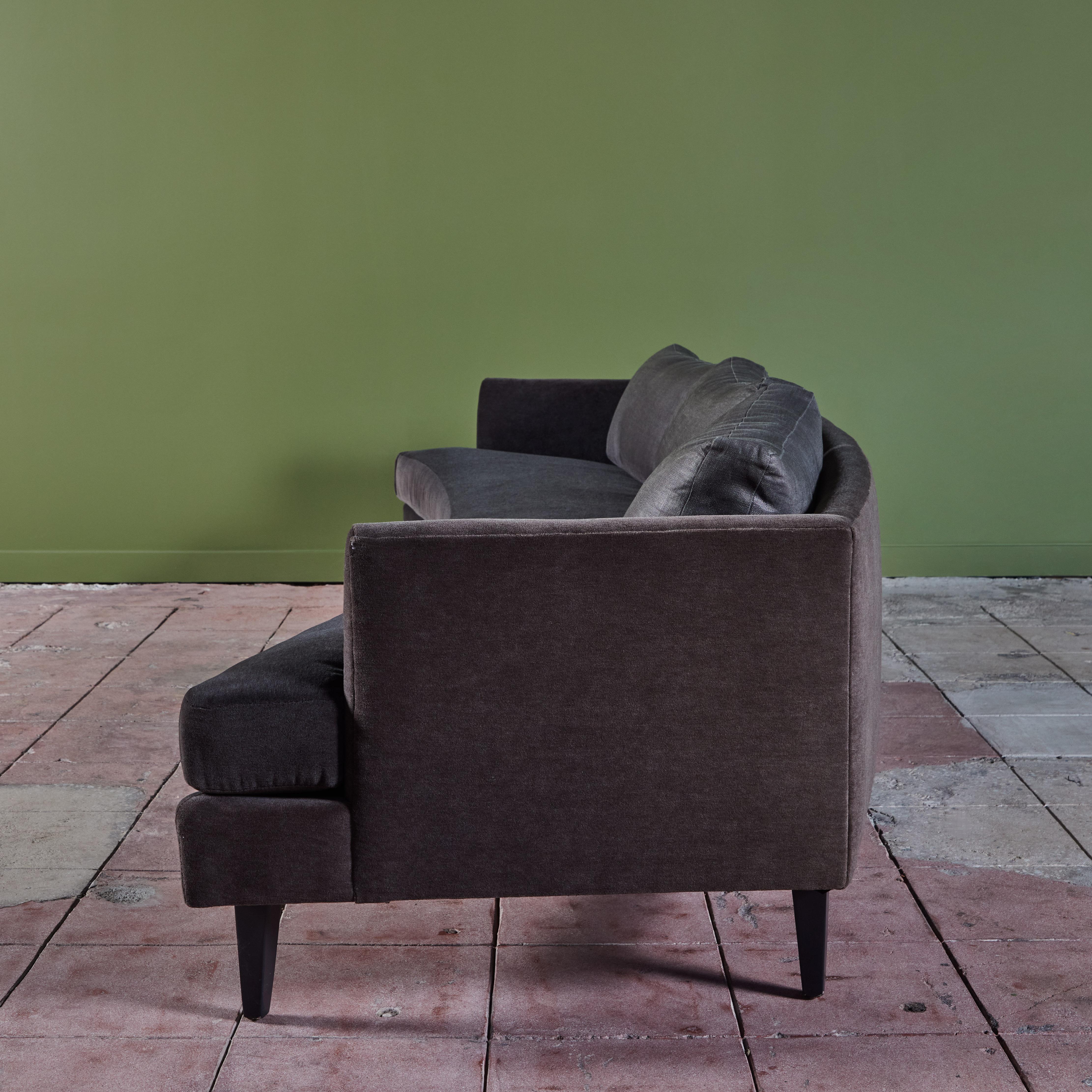 20th Century Dunbar Style Mohair Curved Sofa For Sale