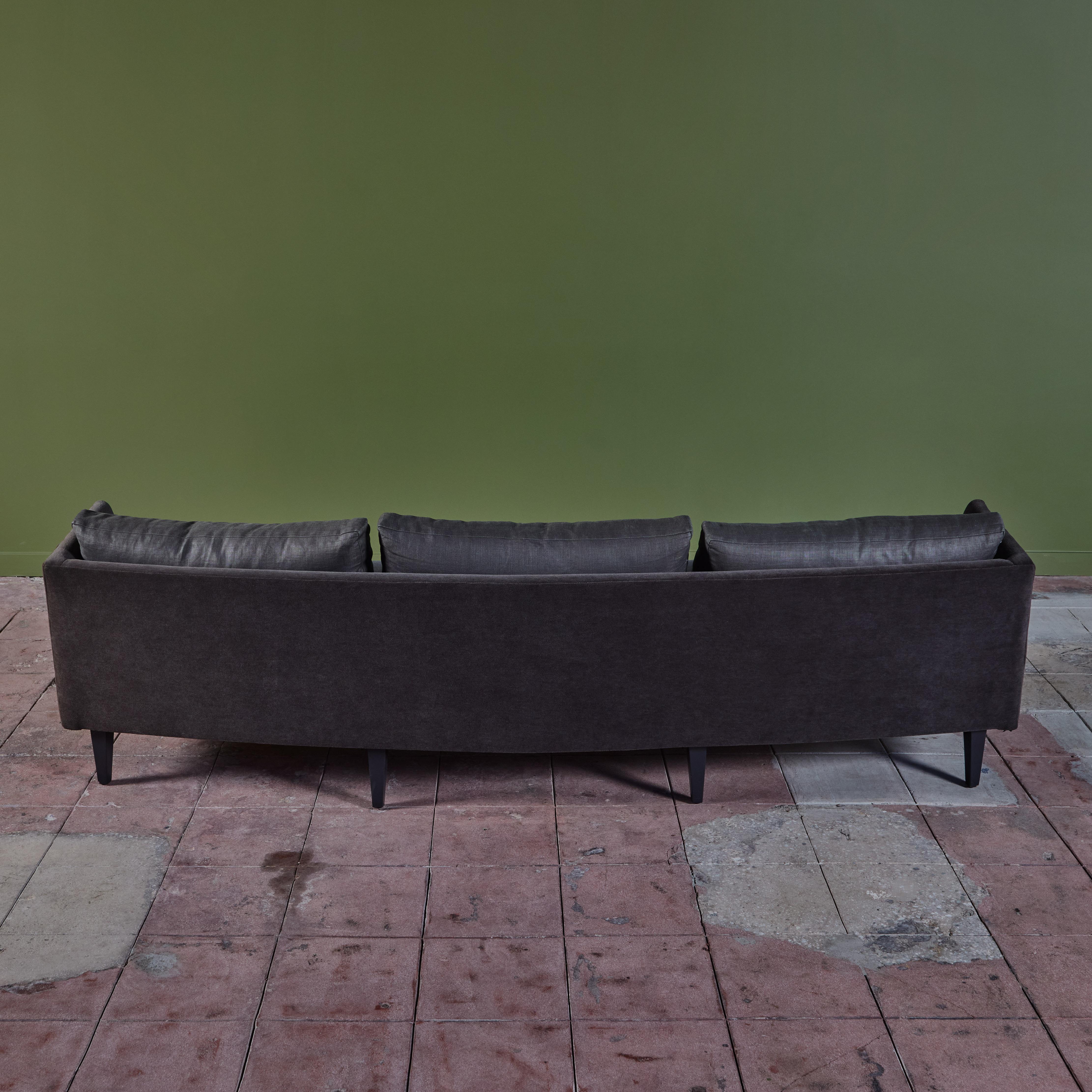 Linen Dunbar Style Mohair Curved Sofa For Sale