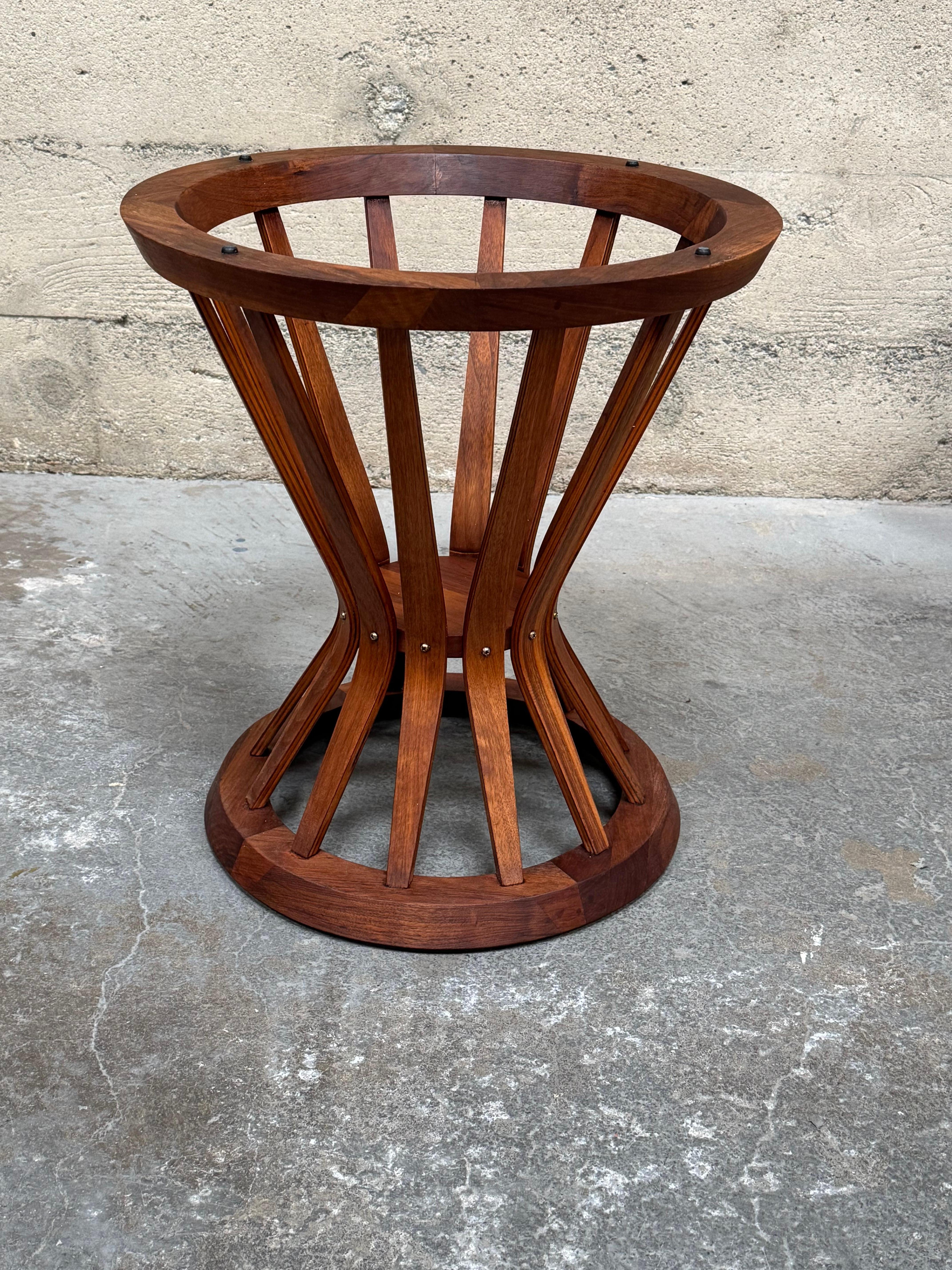 Dunbar Style Sheaf of Wheat Side Table in Walnut and Travertine For Sale 3