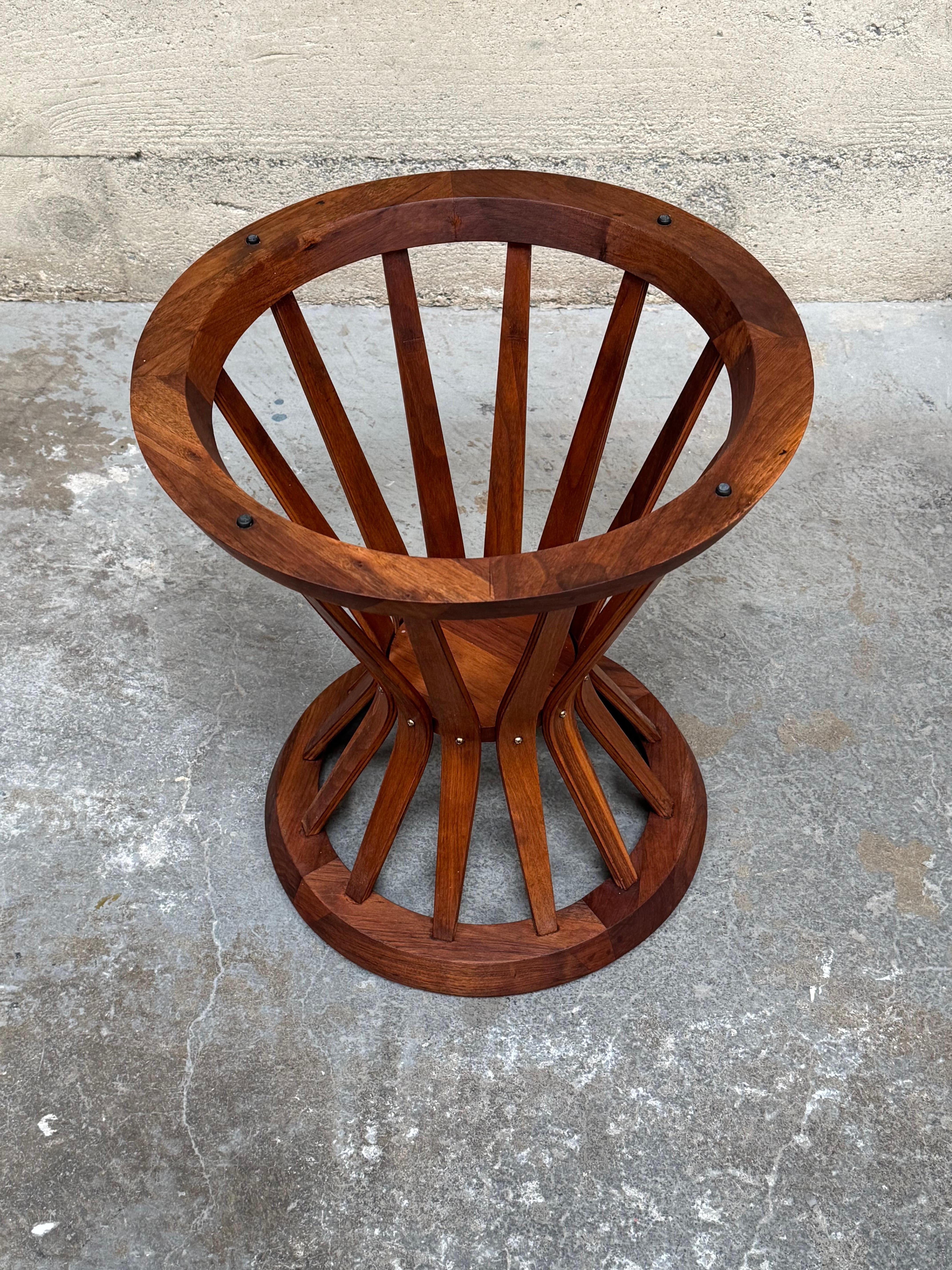 Dunbar Style Sheaf of Wheat Side Table in Walnut and Travertine For Sale 4