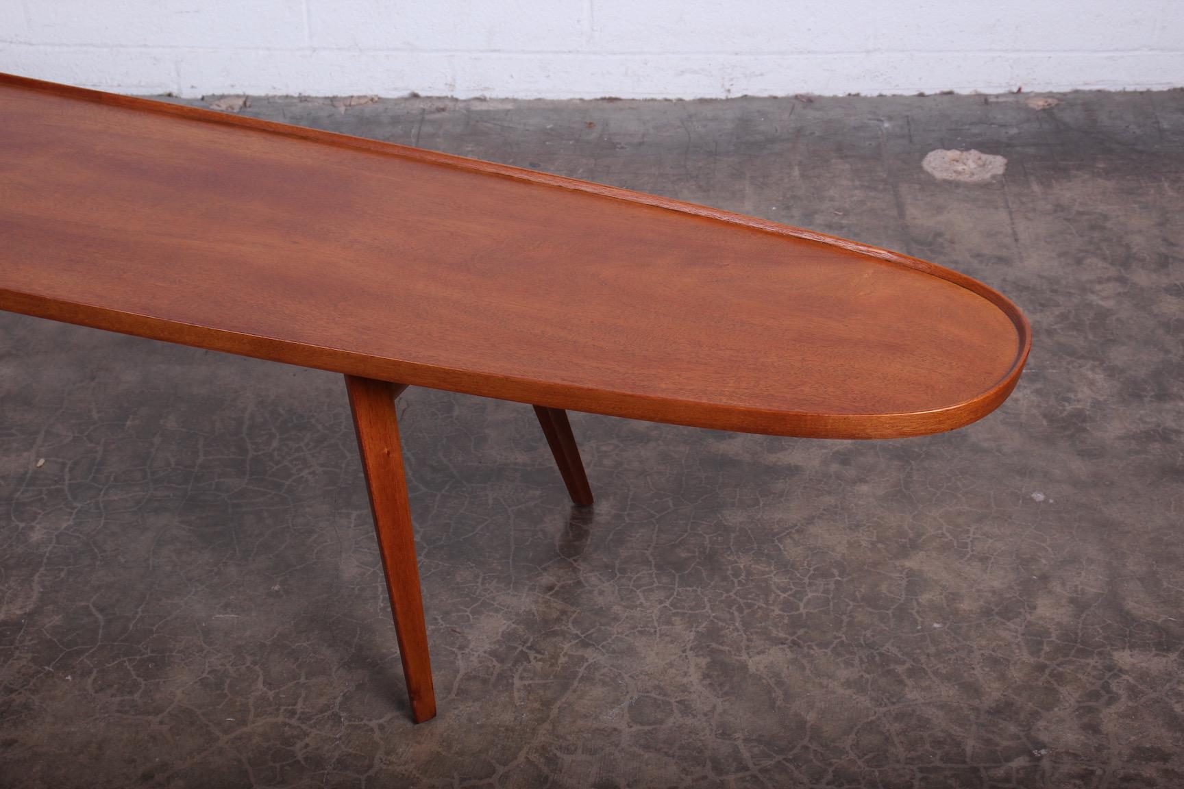 Wood Dunbar Surfboard Coffee Table by Edward Wormley