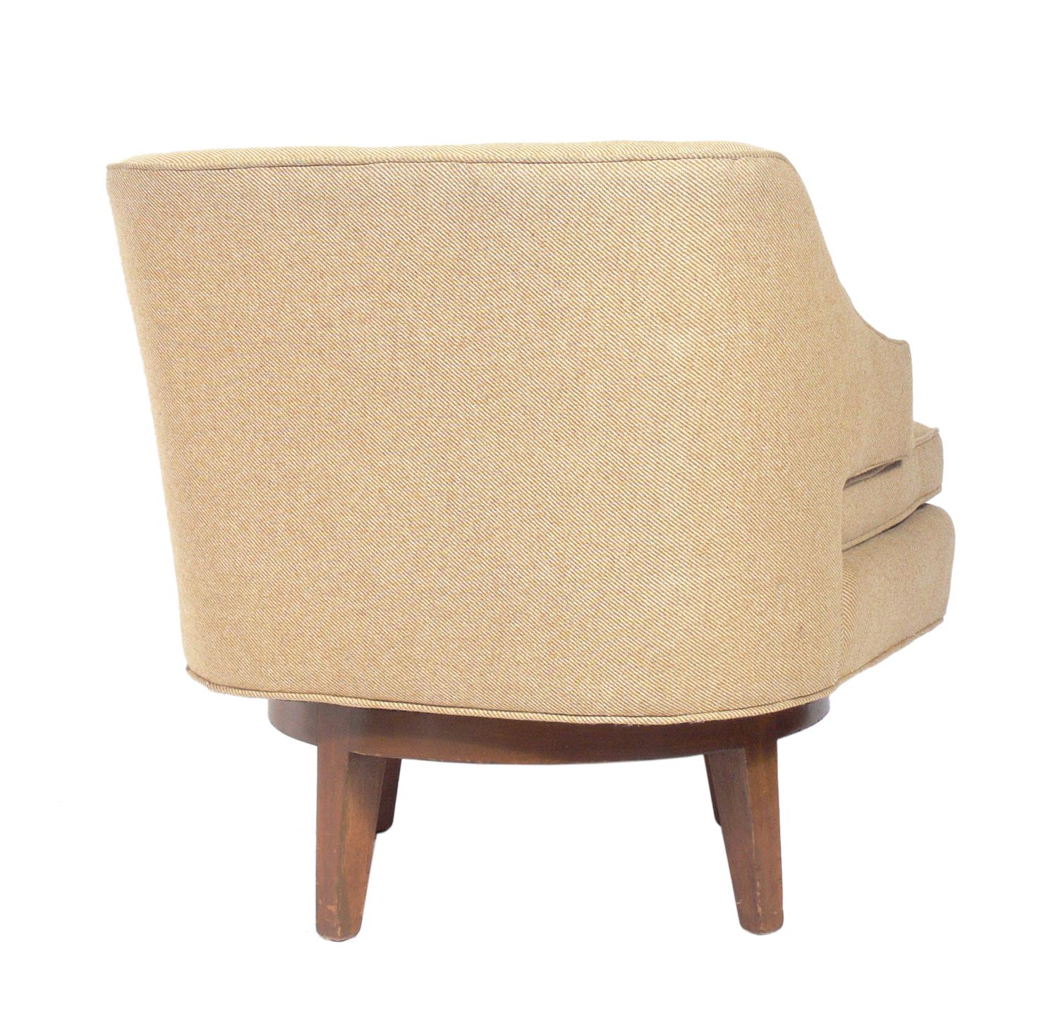 Mid-Century Modern Dunbar Swivel Lounge Chair