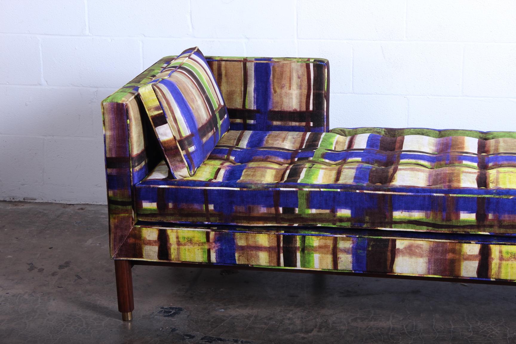 Velvet Dunbar Tete-a-Tete Sofa by Edward Wormley