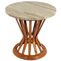 Dunbar Travertine Top End Table