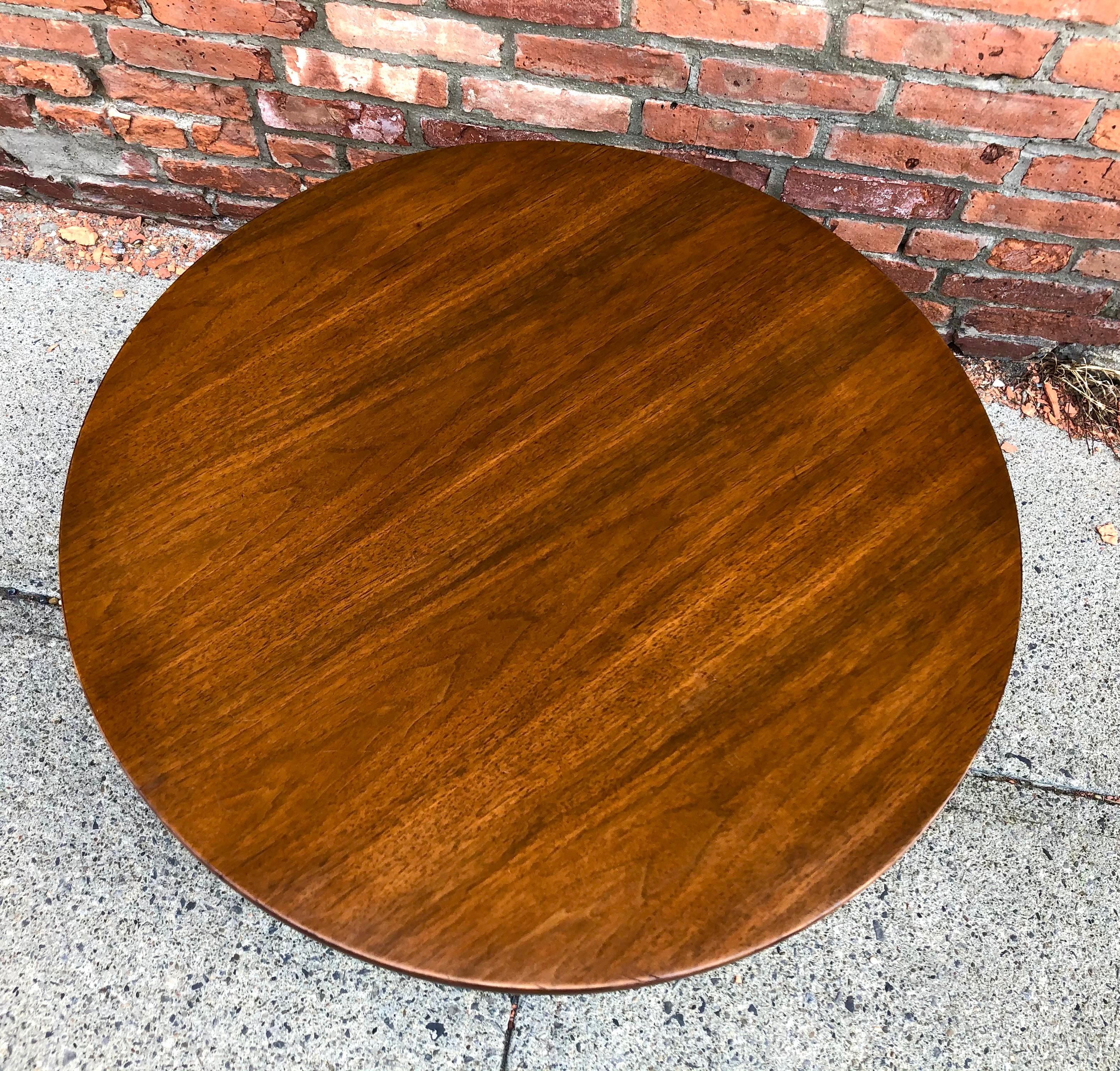 American Dunbar Two-Tier Walnut Occasional Table with Cane Shelf