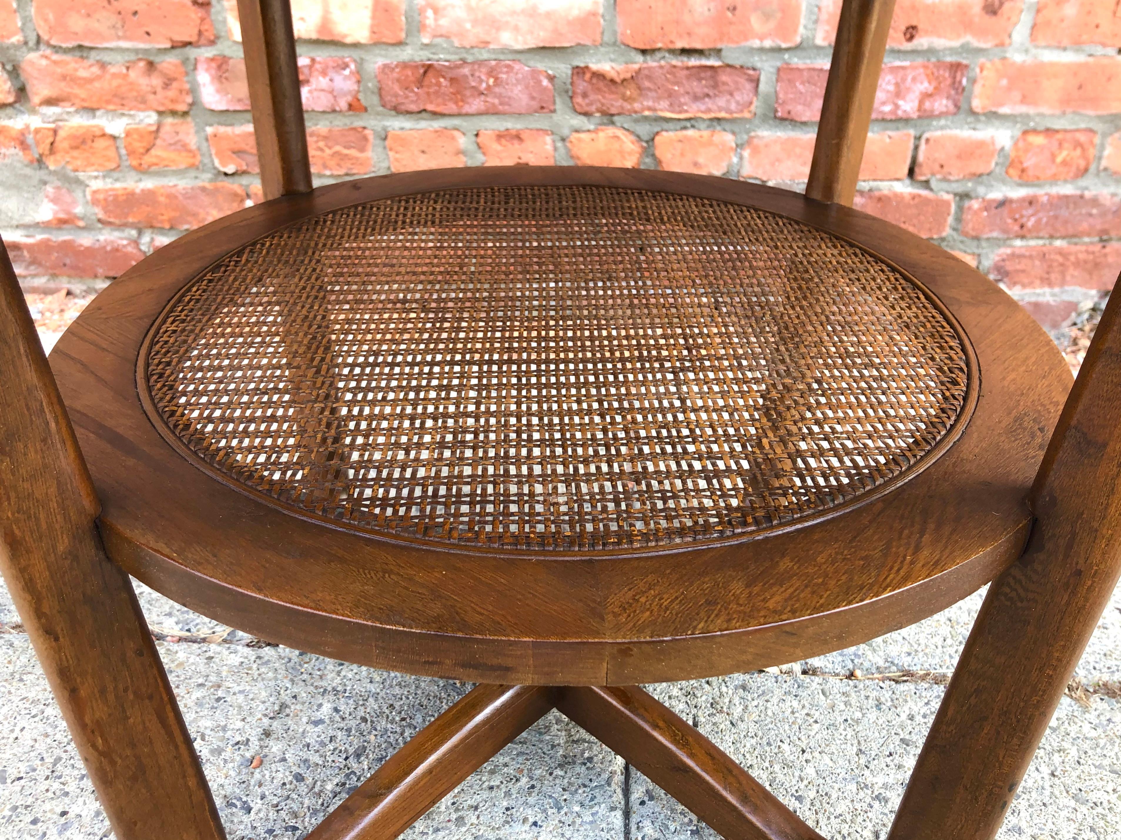 Dunbar Two-Tier Walnut Occasional Table with Cane Shelf In Good Condition In Brooklyn, NY