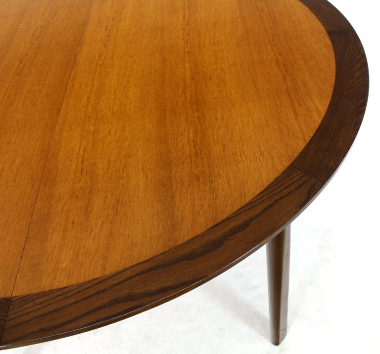 Dunbar Two-Tone Light and Dark Walnut Dining Table with Two Leaves at  1stDibs