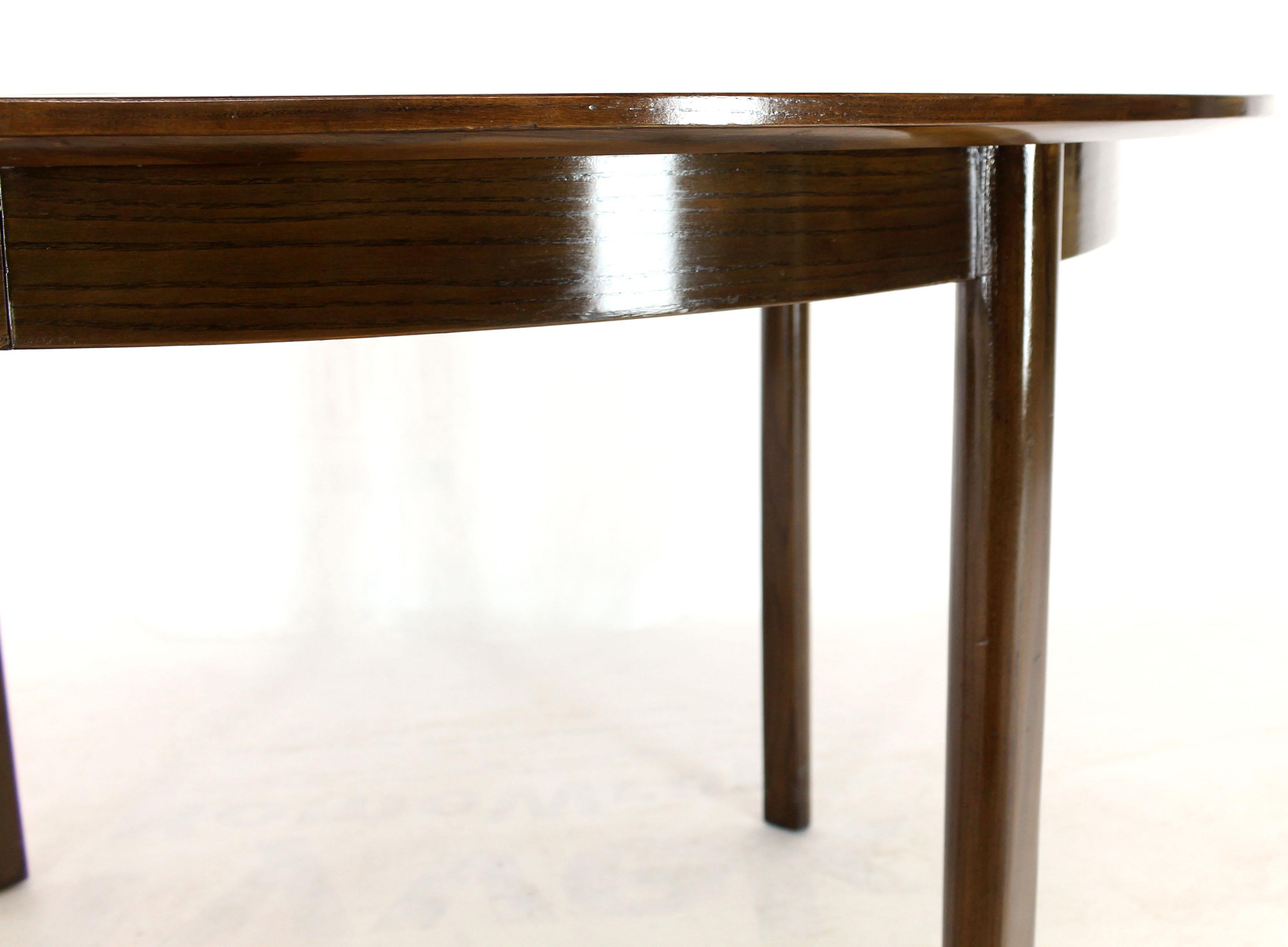 Mid-Century Modern Dunbar Two-Tone Light & Dark Walnut Dining Table with Two Leaves